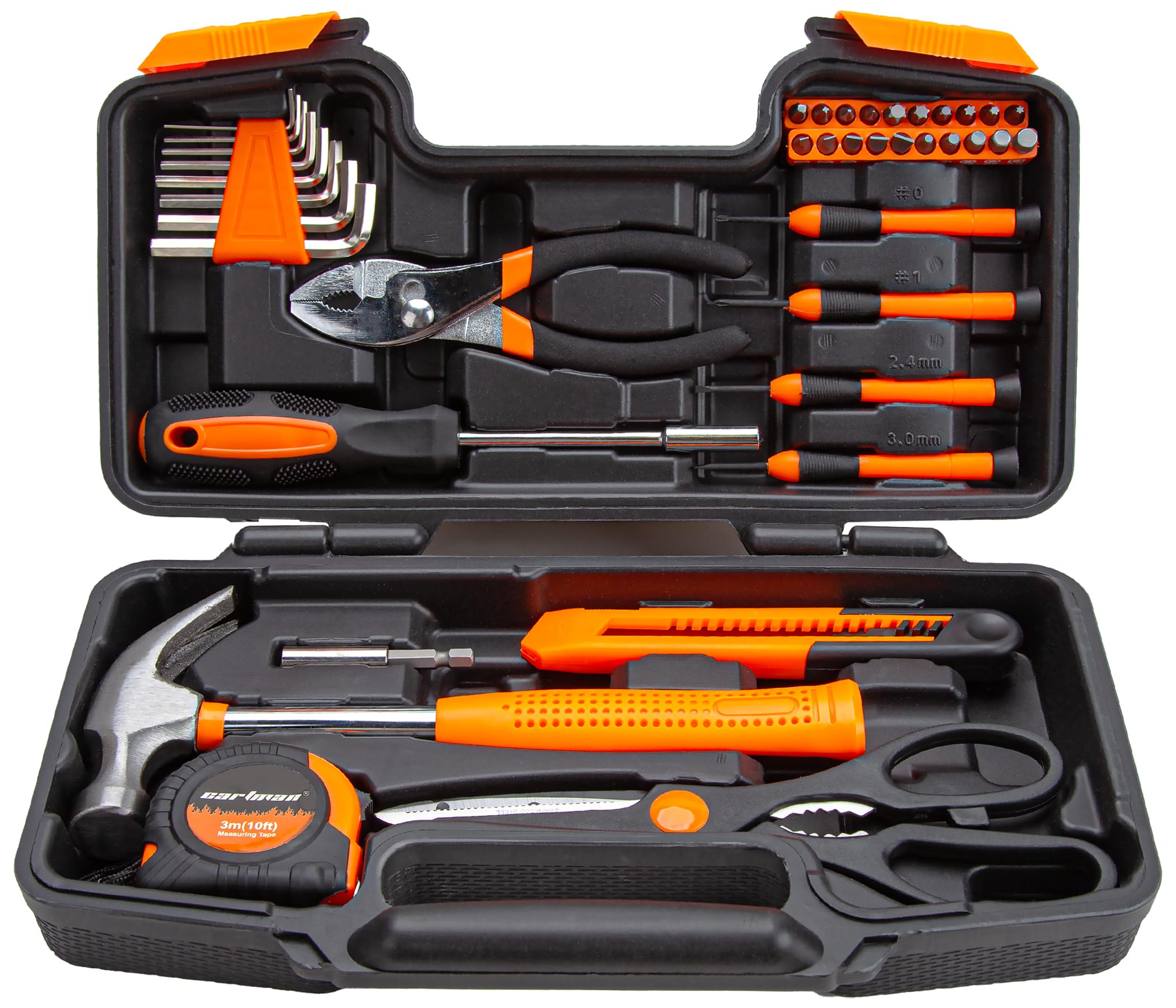 CARTMAN 39-Piece Household Tool Set, Orange Hand Kit With Storage Case