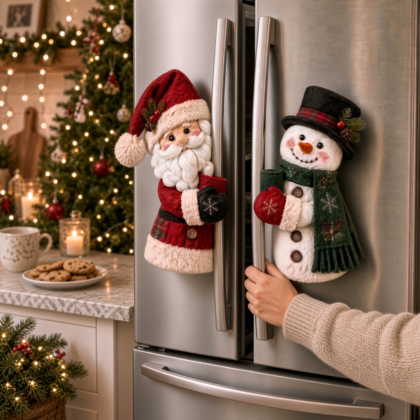 Santa & Snowman Refrigerator Handle Covers ⛄