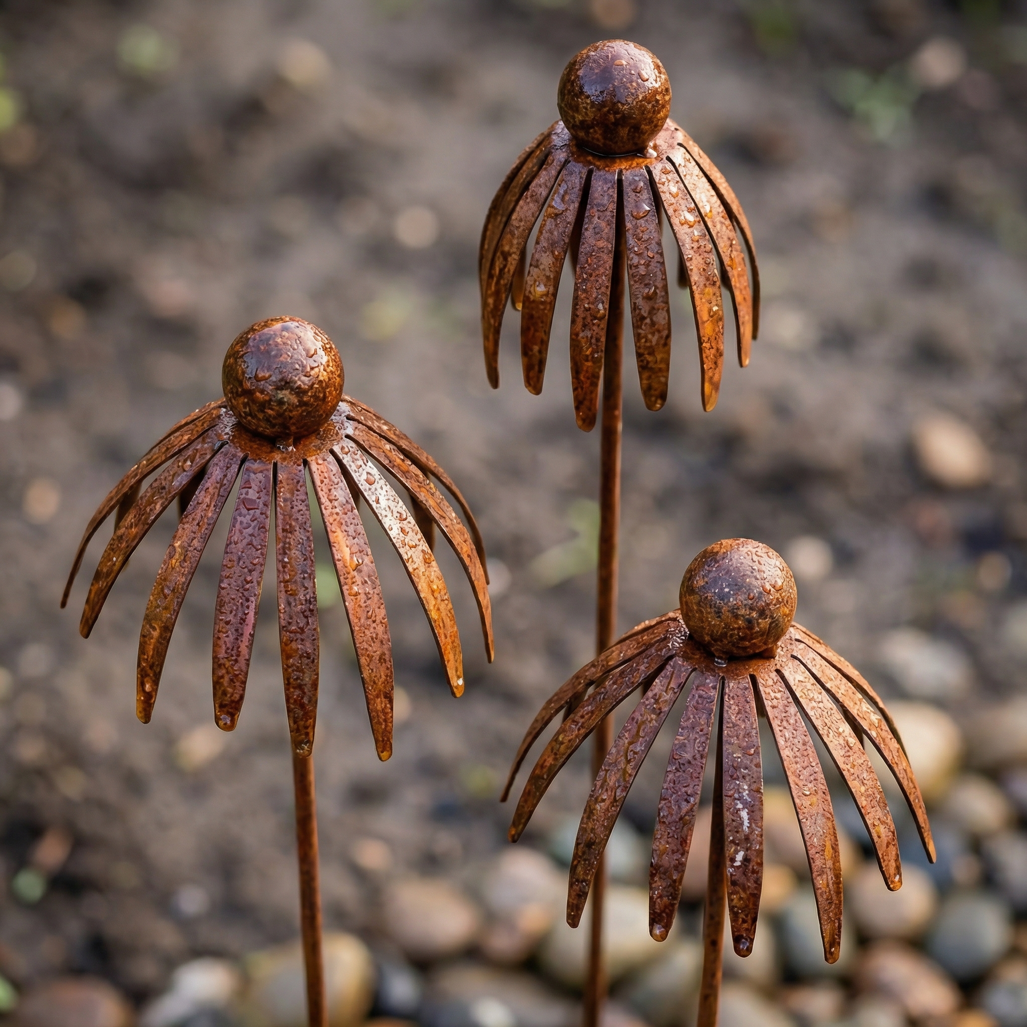 Rustic Brown Iron Garden Stakes