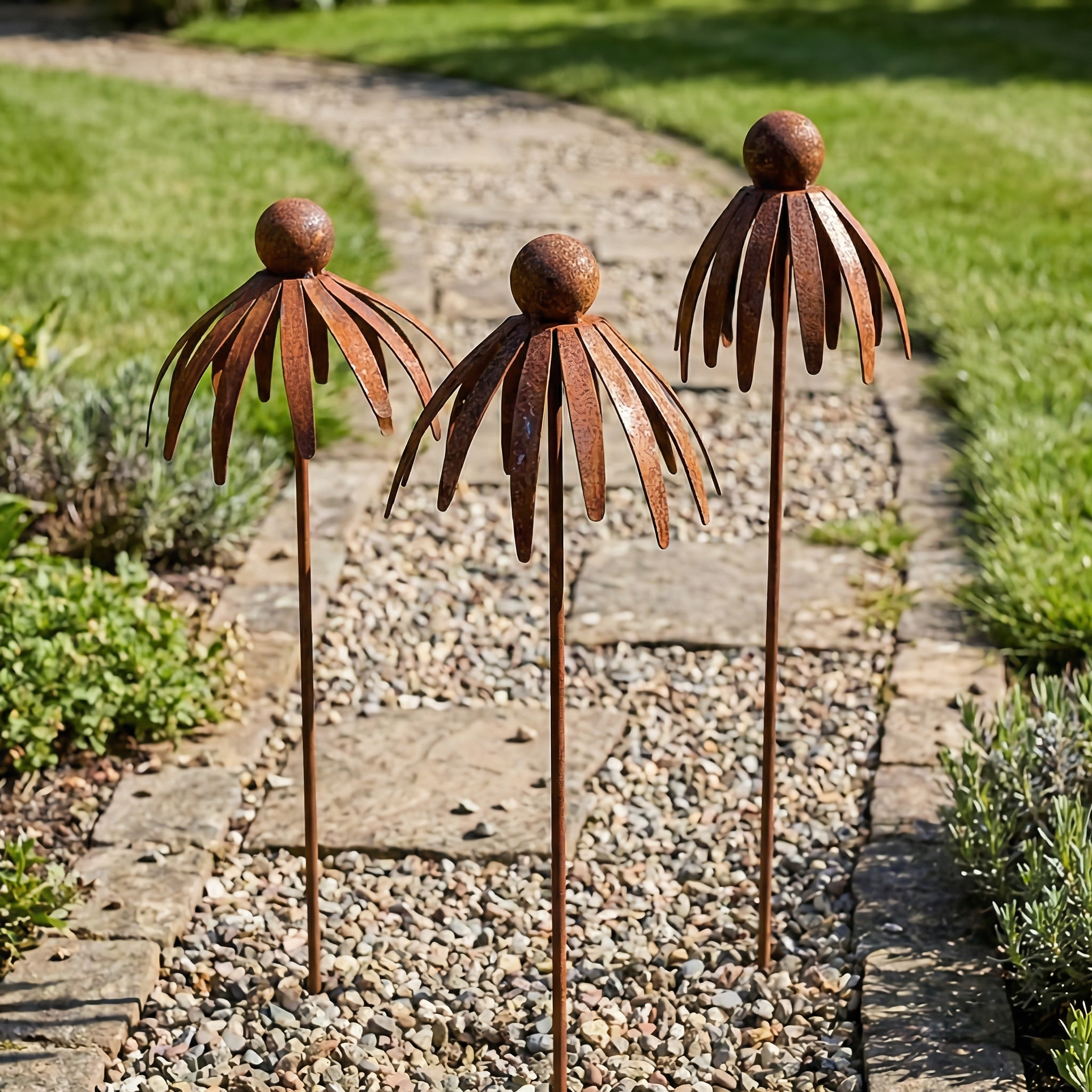 Rustic Brown Iron Garden Stakes