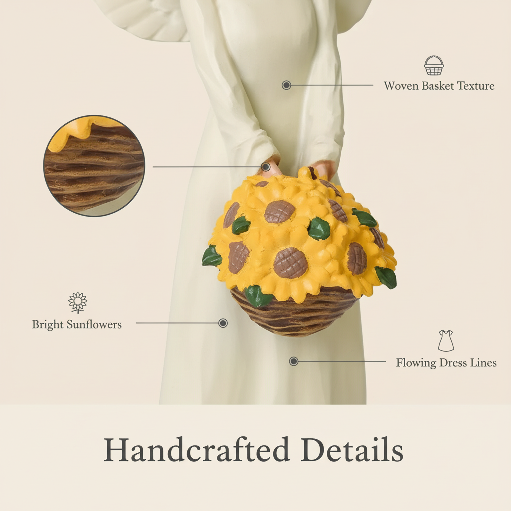 Guardian Angel Figurine Statue with Sunflower