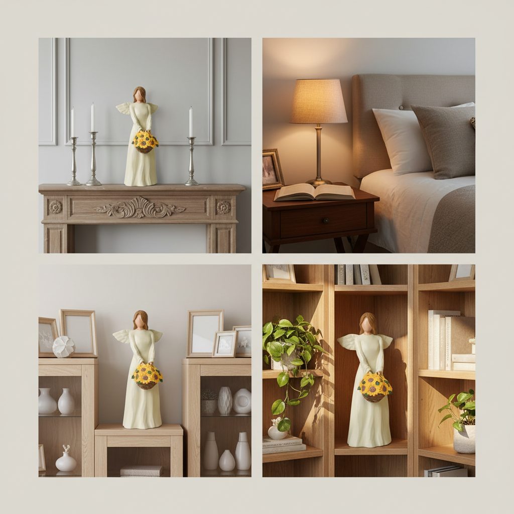 Guardian Angel Figurine Statue with Sunflower