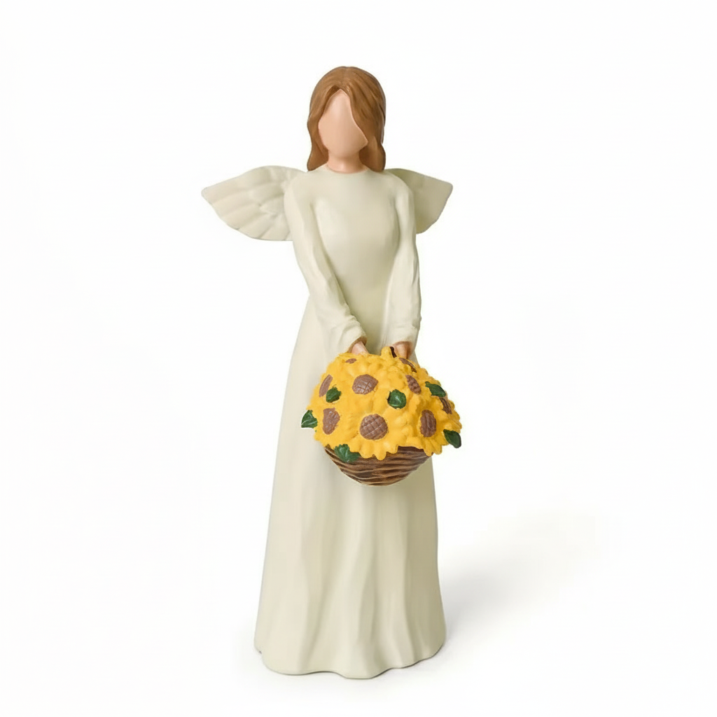Guardian Angel Figurine Statue with Sunflower