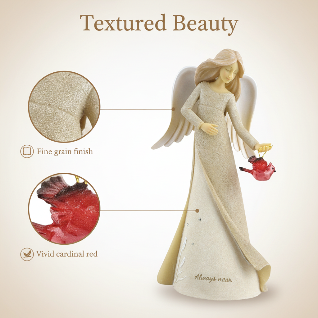 Always Near Guardian Angel with Cardinal Figurine