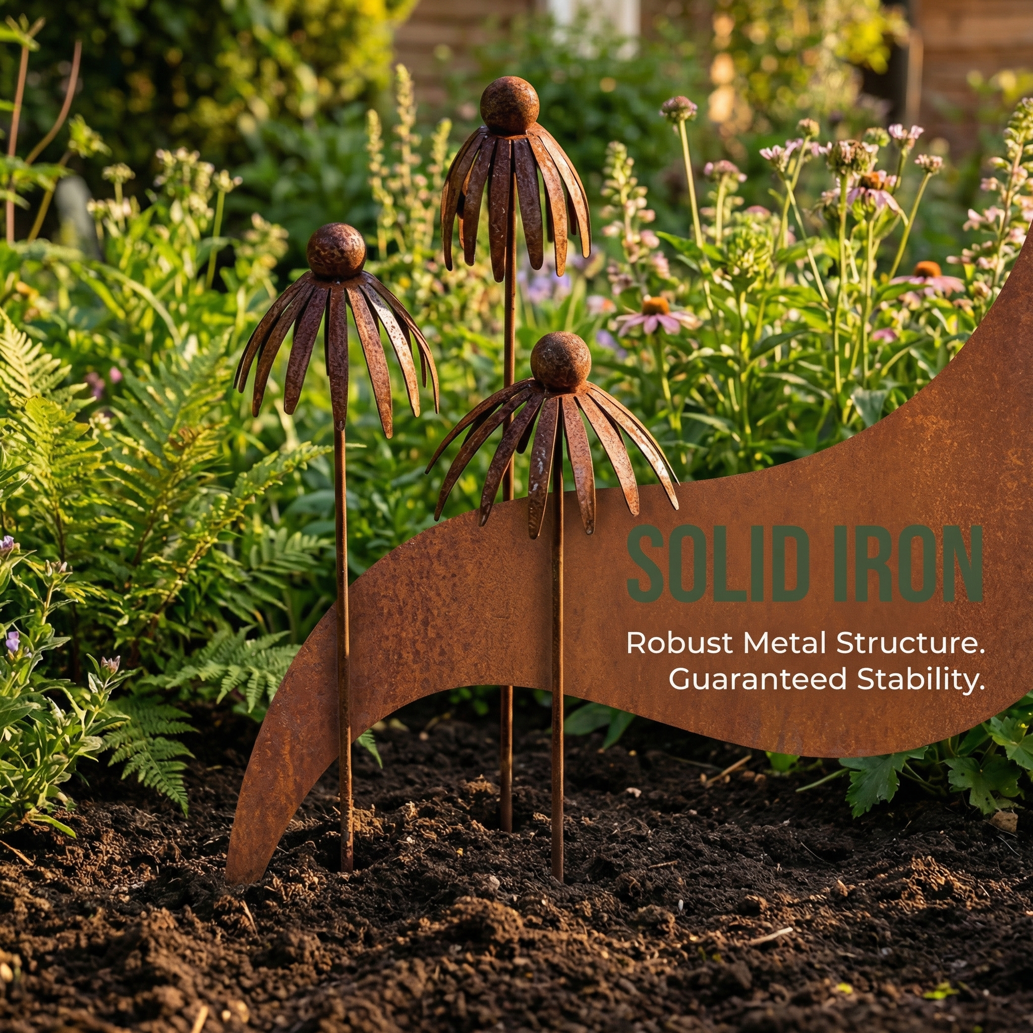 Rustic Brown Iron Garden Stakes