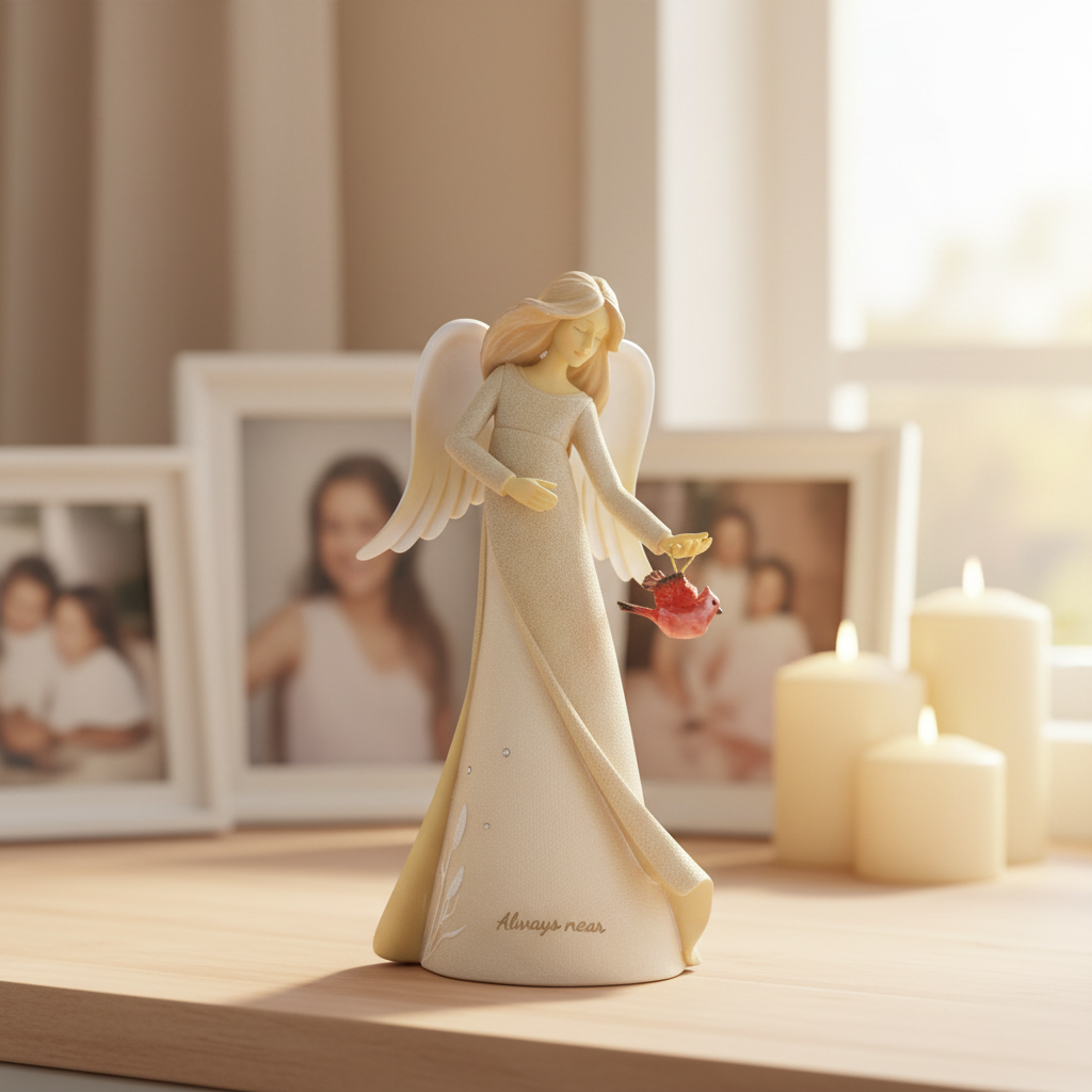 Always Near Guardian Angel with Cardinal Figurine