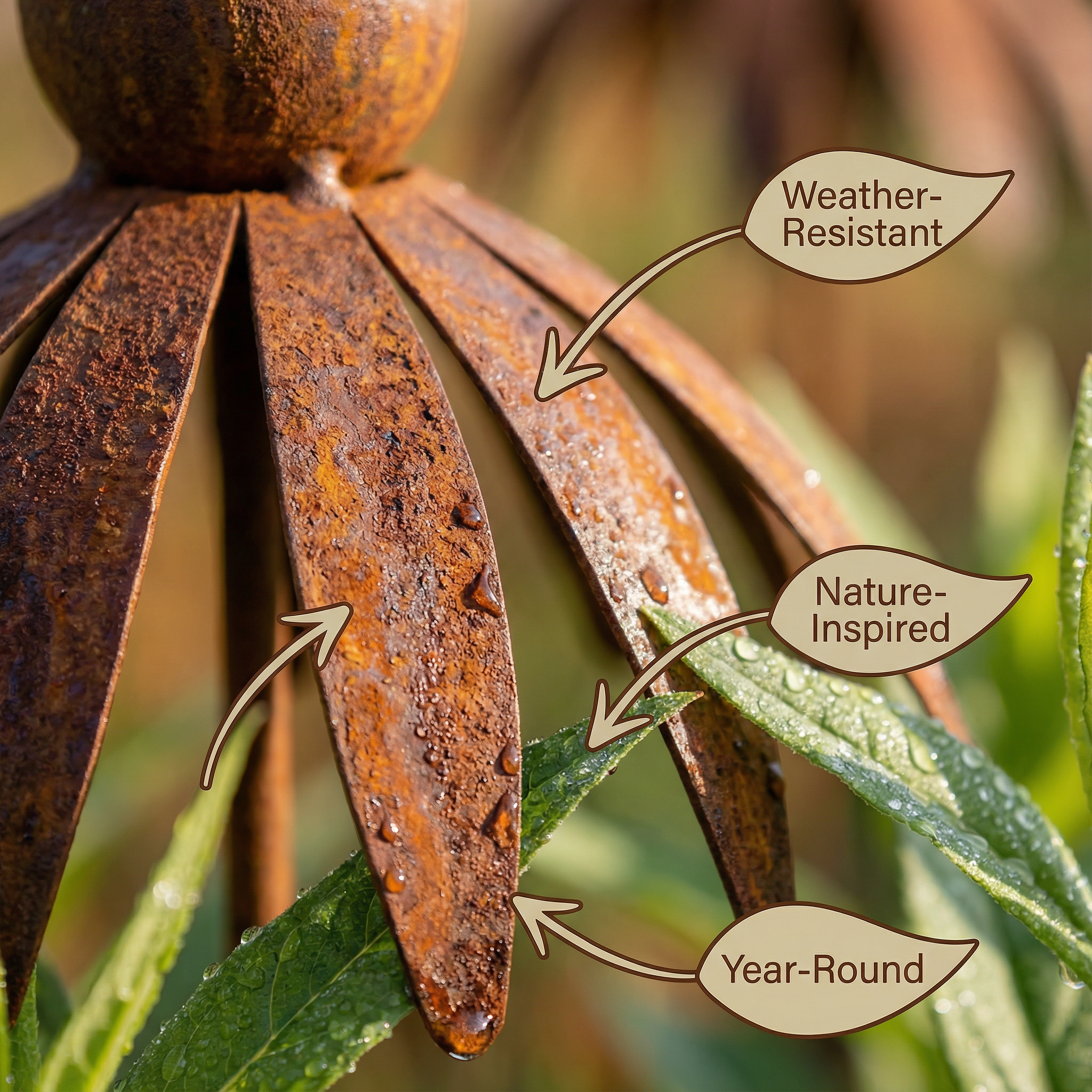 Rustic Brown Iron Garden Stakes