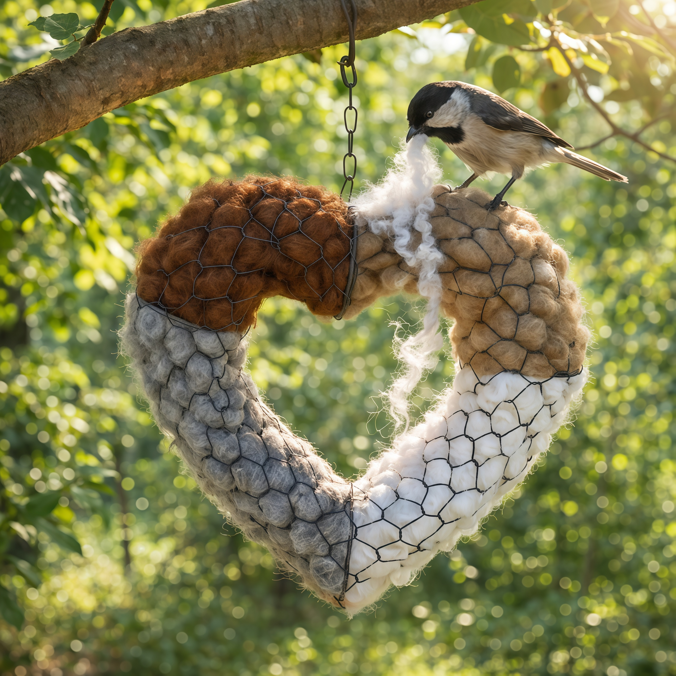 Handmade Alpaca Fiber Bird Nesting Star: Nature-Inspired Yard Art