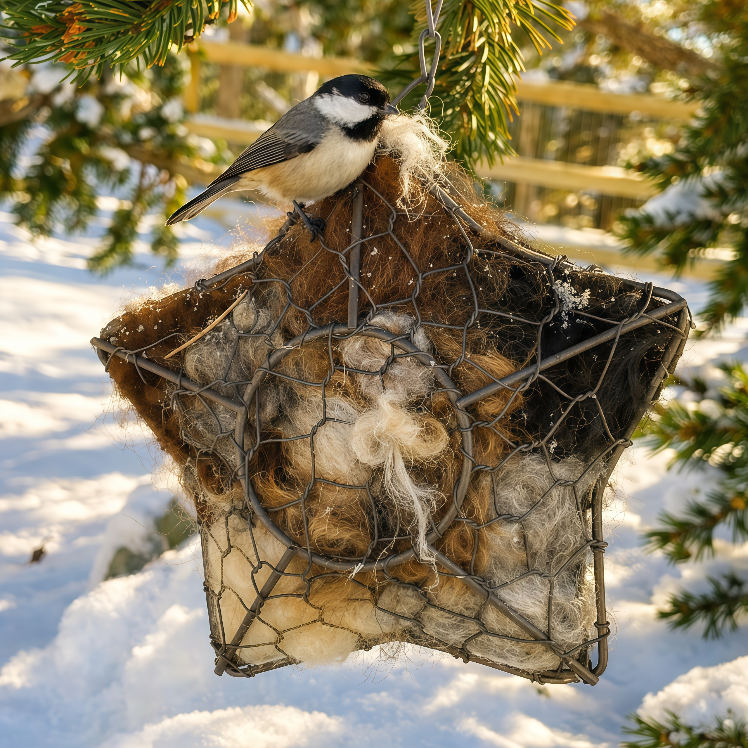 Handmade Alpaca Fiber Bird Nesting Star: Nature-Inspired Yard Art