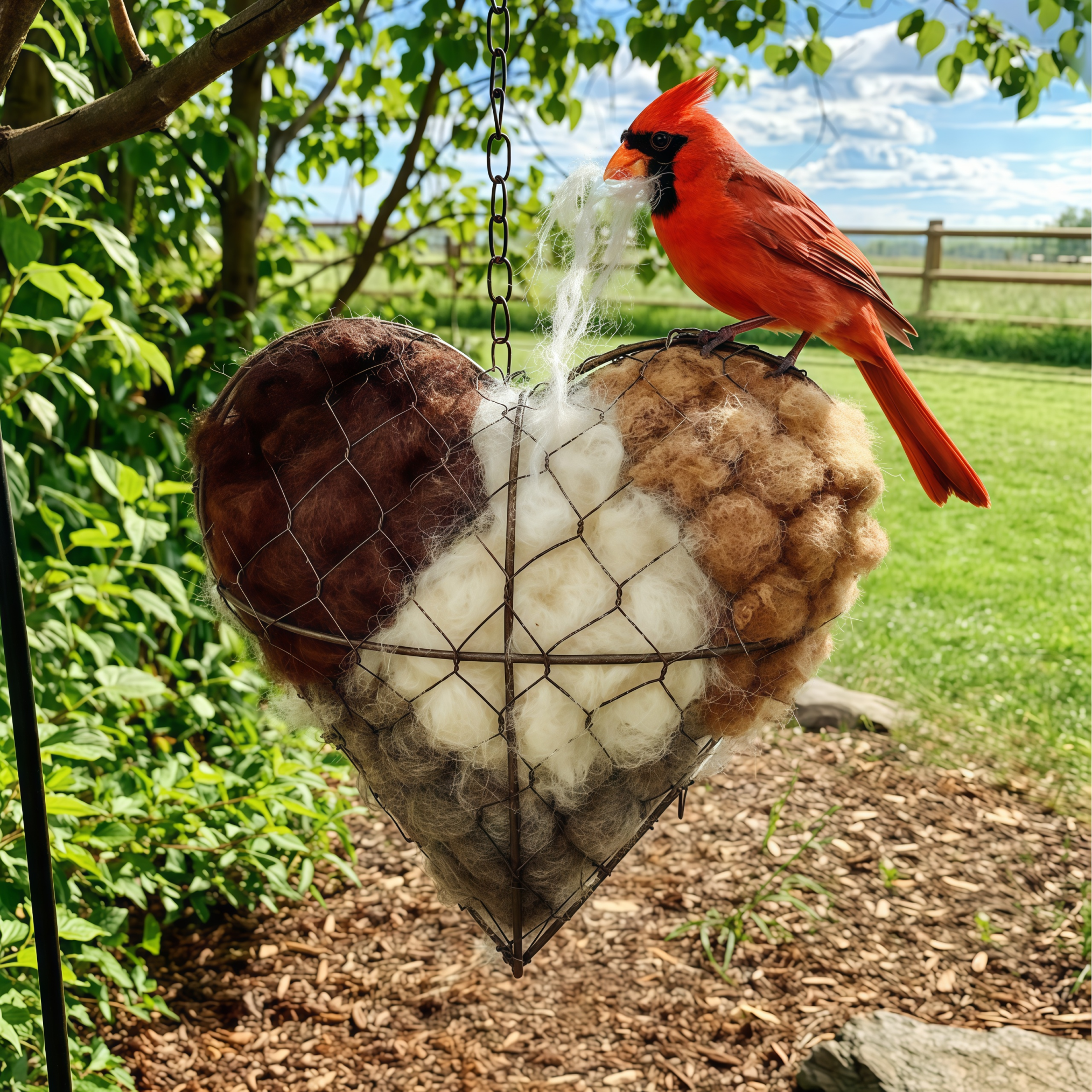 Handmade Alpaca Fiber Bird Nesting Star: Nature-Inspired Yard Art