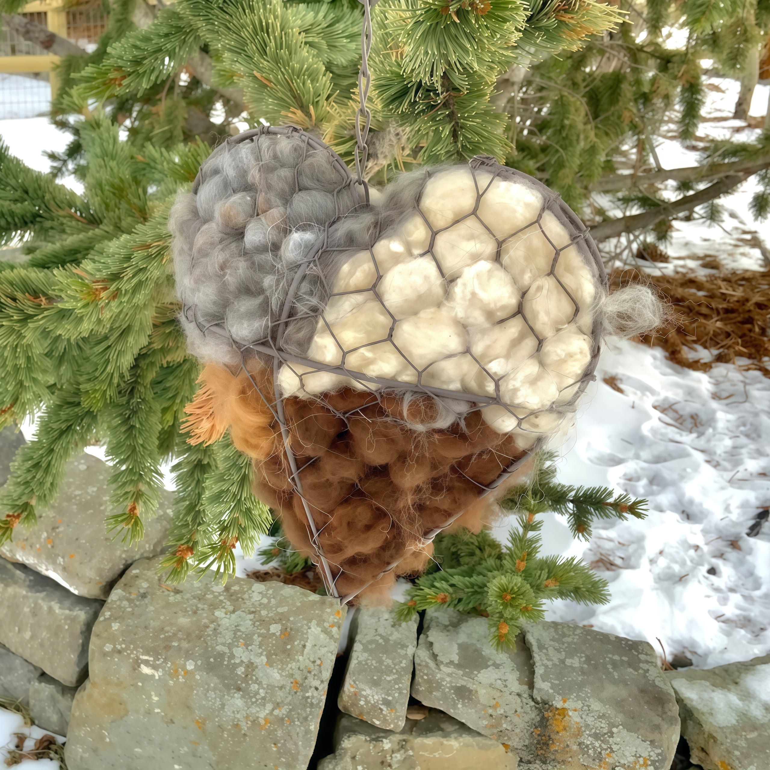 Handmade Alpaca Fiber Bird Nesting Star: Nature-Inspired Yard Art