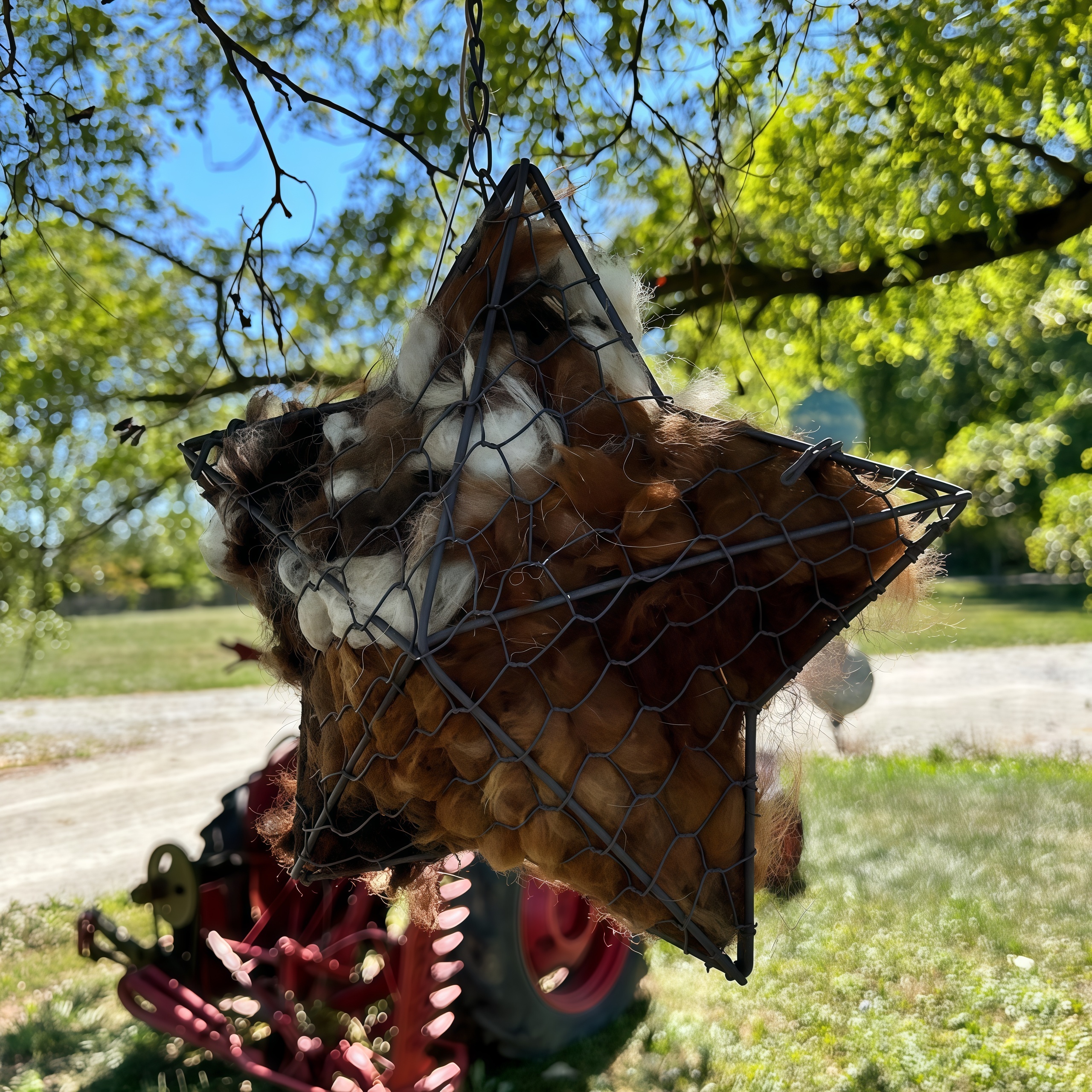 Handmade Alpaca Fiber Bird Nesting Star: Nature-Inspired Yard Art