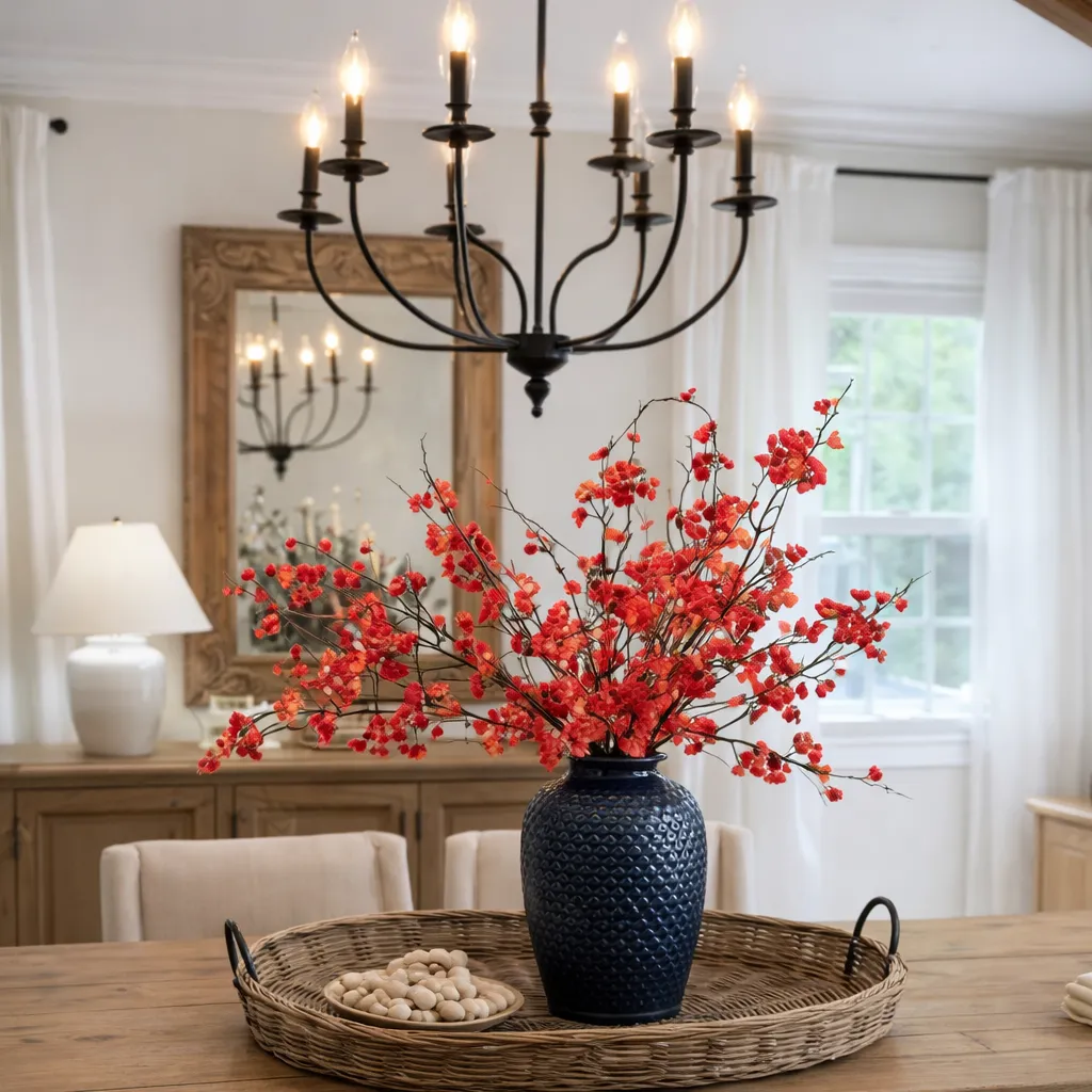 5 Stems Artificial Cherry Blossom Branches Spring Indoor Decoration