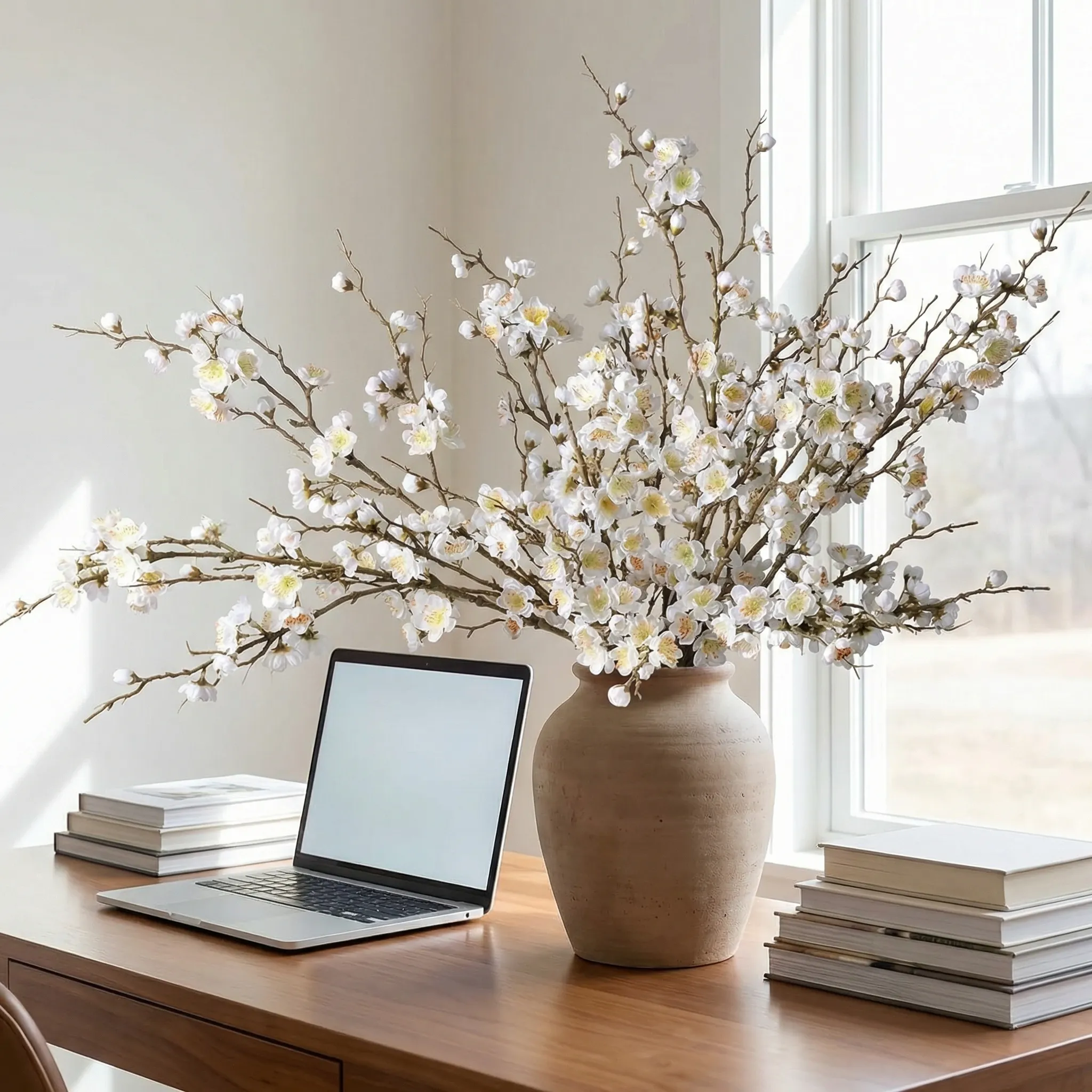 5 Stems Artificial Cherry Blossom Branches Spring Indoor Decoration