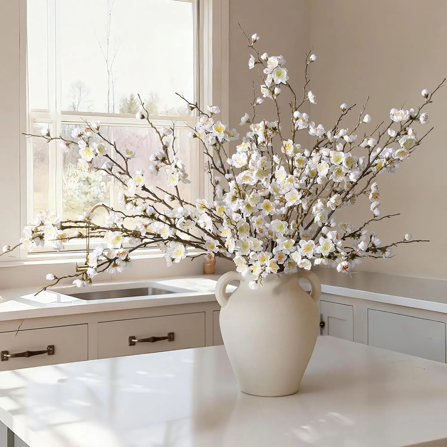 5 Stems Artificial Cherry Blossom Branches Spring Indoor Decoration