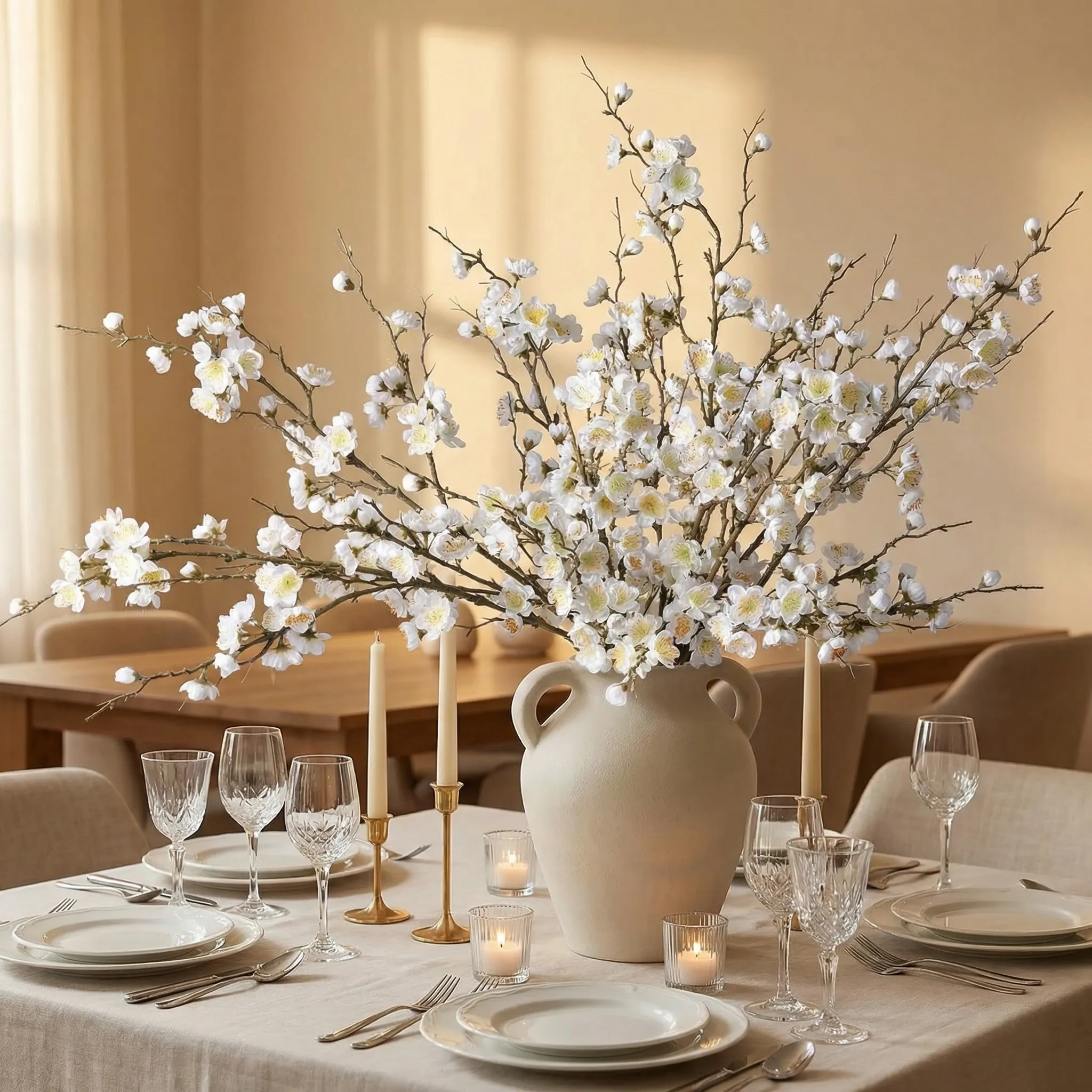 5 Stems Artificial Cherry Blossom Branches Spring Indoor Decoration
