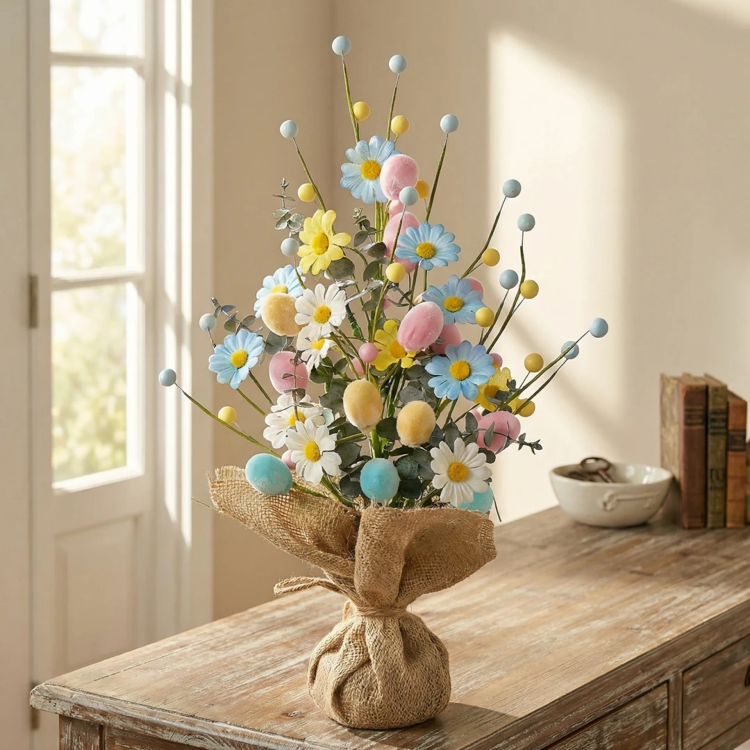 Easter Egg Tree Decoration,Easter Table Tree Decoration, Artificial Easter Egg Tree with Burlap Base