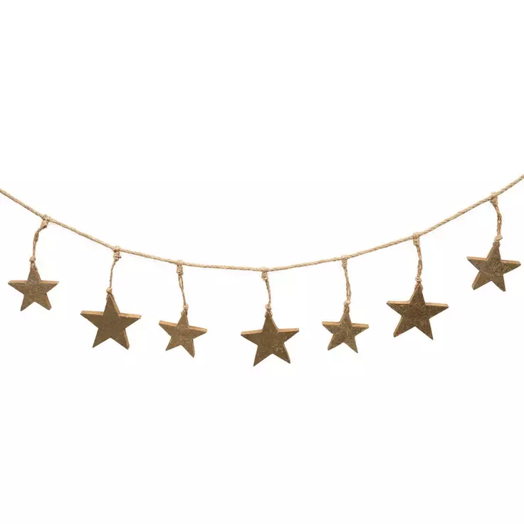 Metallic Star Wood Garland