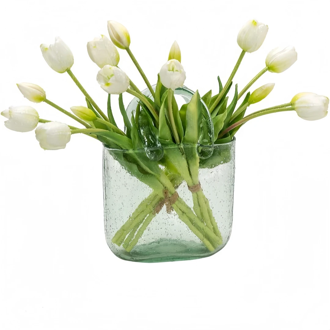 Easter Bunny Figurine Decoration with Tulip Flower Centerpiece – Spring Tabletop Decor for Easter Home, Farmhouse Kitchen, Dining Table, Shelf, and Seasonal Display