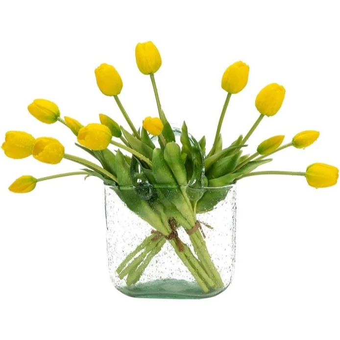 Easter Bunny Figurine Decoration with Tulip Flower Centerpiece – Spring Tabletop Decor for Easter Home, Farmhouse Kitchen, Dining Table, Shelf, and Seasonal Display