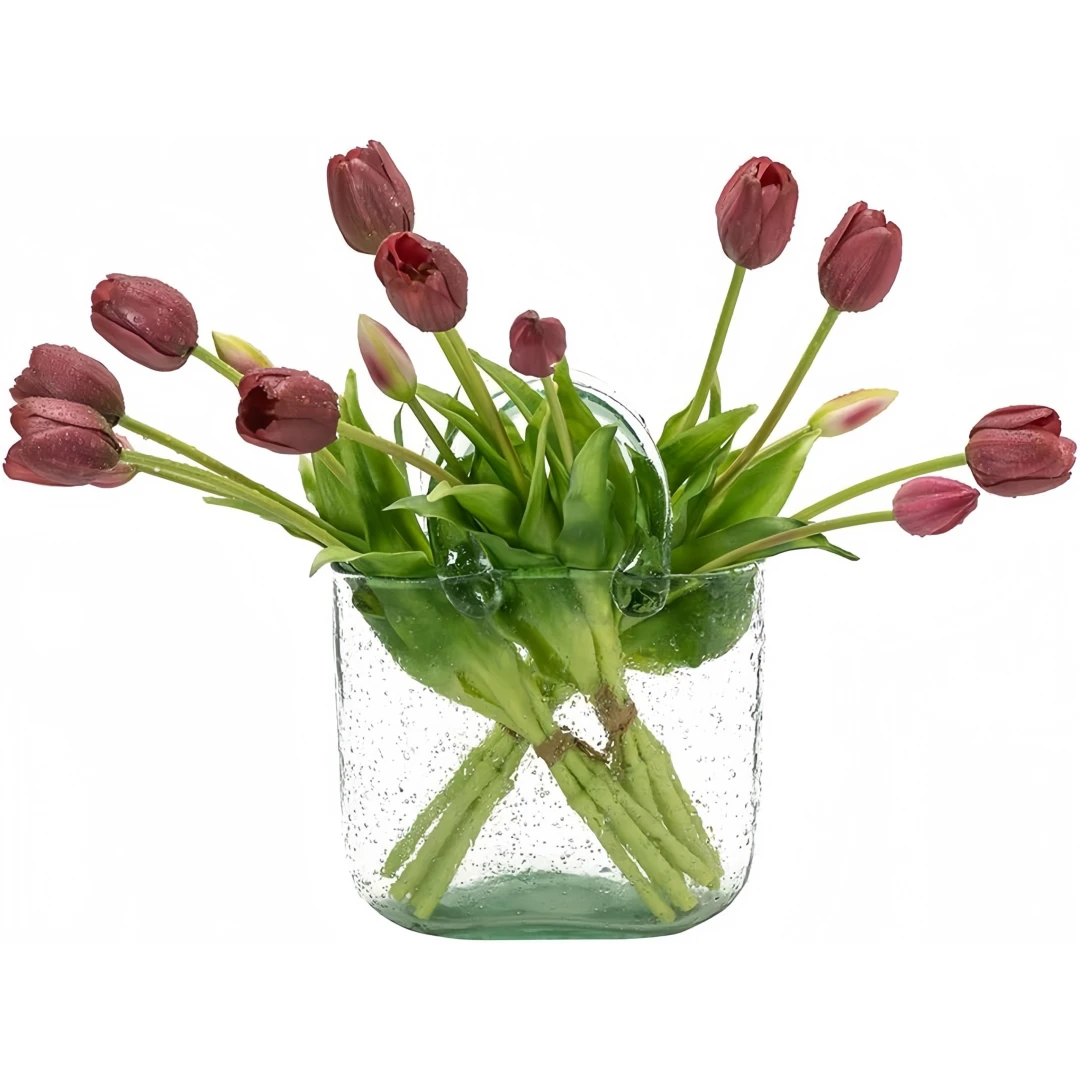 Easter Bunny Figurine Decoration with Tulip Flower Centerpiece – Spring Tabletop Decor for Easter Home, Farmhouse Kitchen, Dining Table, Shelf, and Seasonal Display