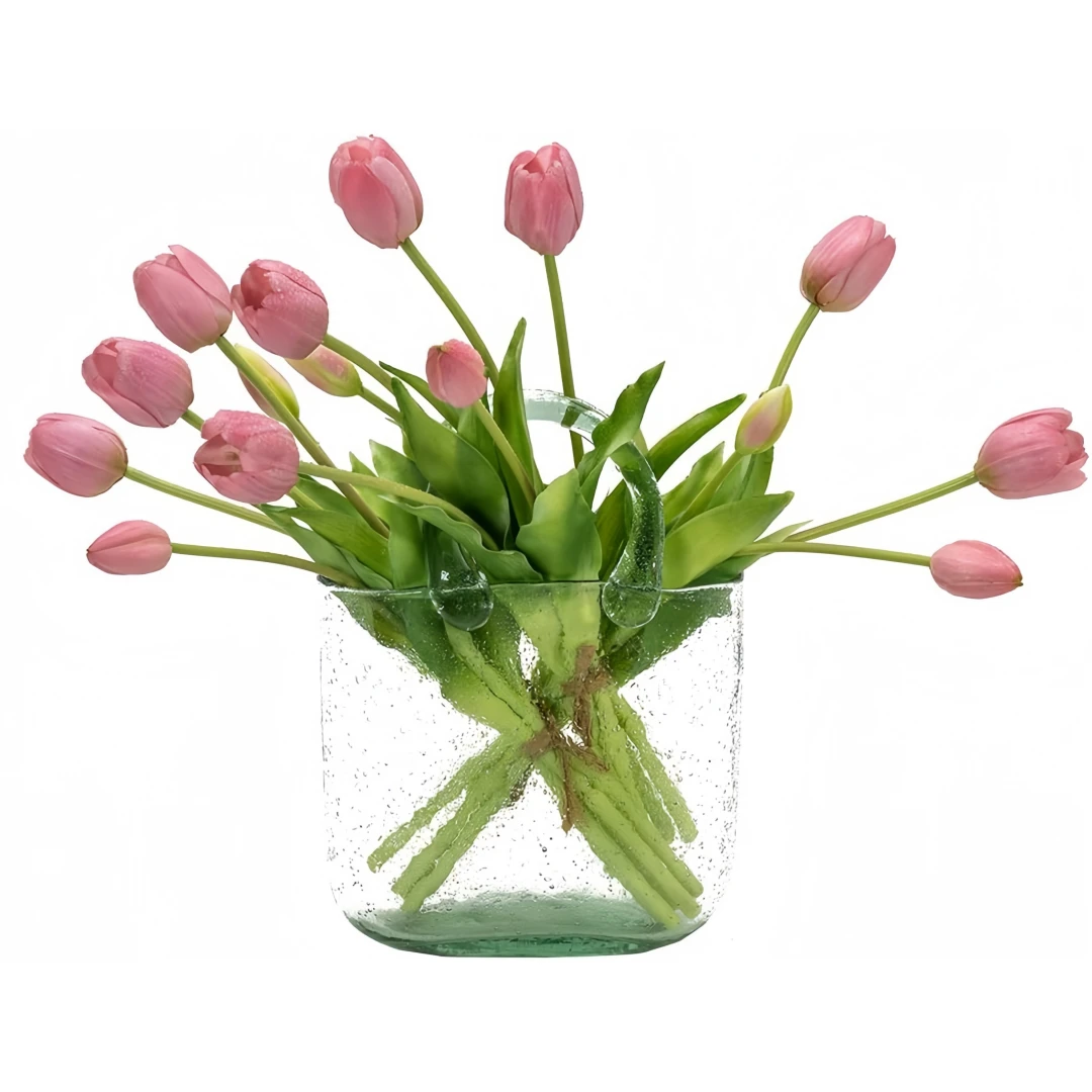 Easter Bunny Figurine Decoration with Tulip Flower Centerpiece – Spring Tabletop Decor for Easter Home, Farmhouse Kitchen, Dining Table, Shelf, and Seasonal Display