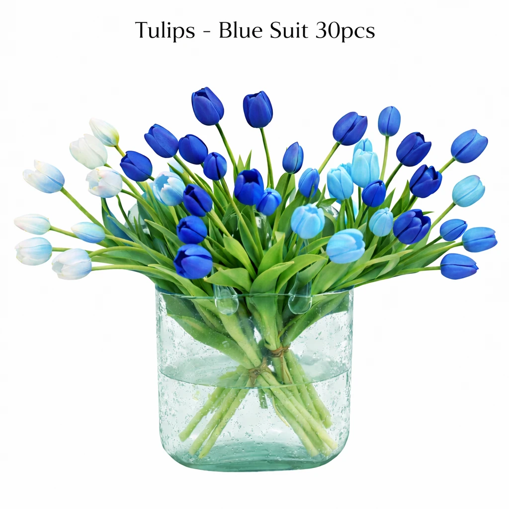 Easter Bunny Figurine Decoration with Tulip Flower Centerpiece – Spring Tabletop Decor for Easter Home, Farmhouse Kitchen, Dining Table, Shelf, and Seasonal Display