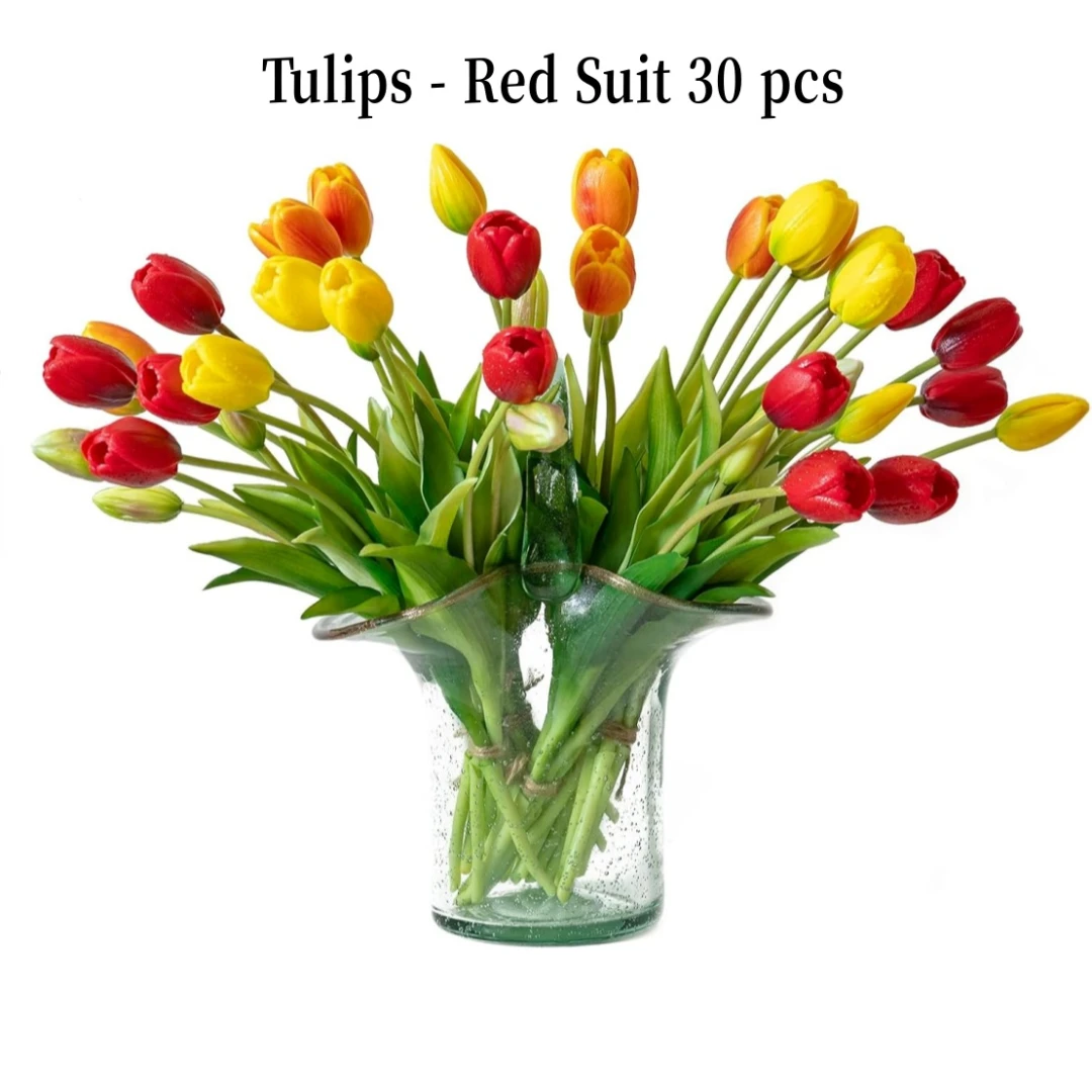 Easter Bunny Figurine Decoration with Tulip Flower Centerpiece – Spring Tabletop Decor for Easter Home, Farmhouse Kitchen, Dining Table, Shelf, and Seasonal Display