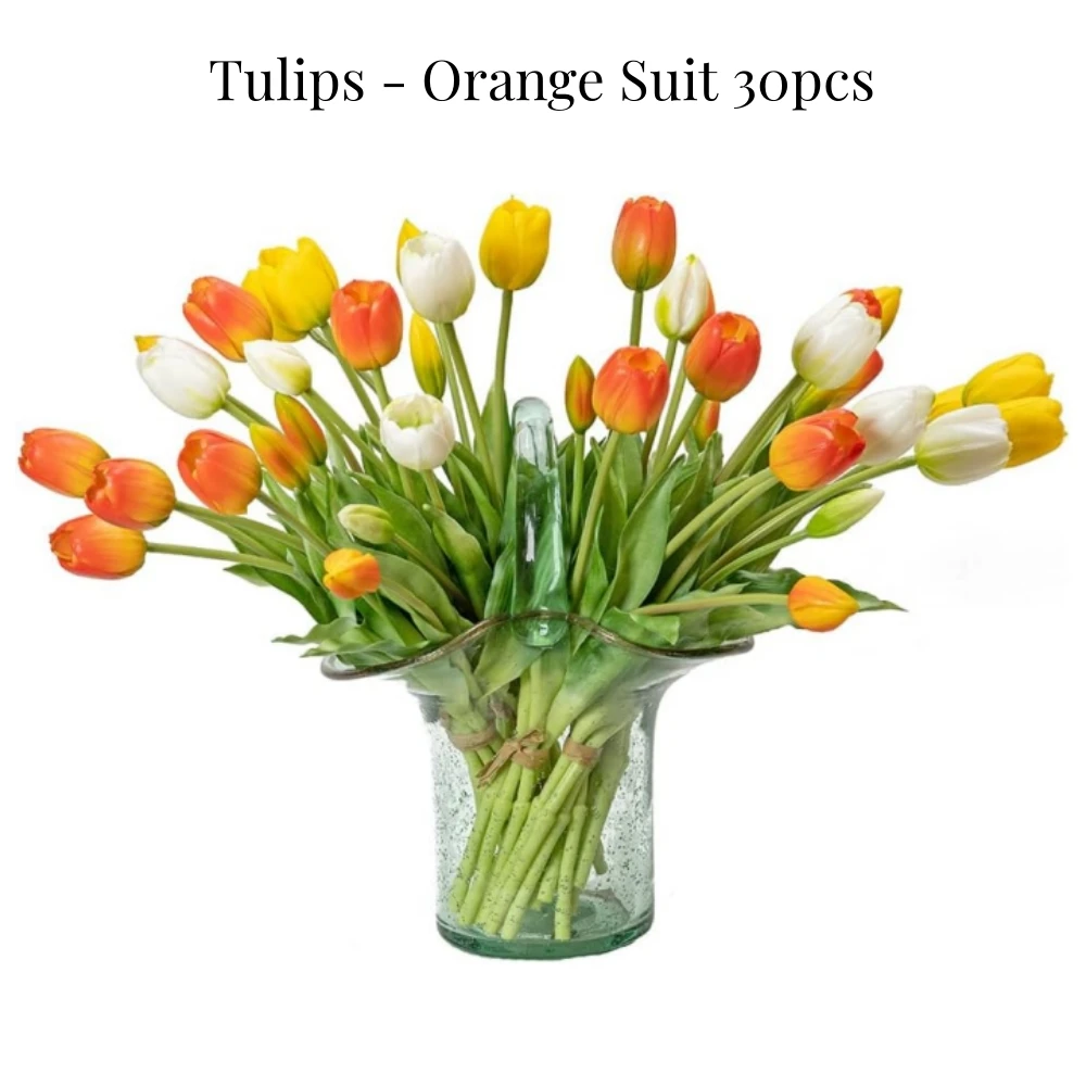 Easter Bunny Figurine Decoration with Tulip Flower Centerpiece – Spring Tabletop Decor for Easter Home, Farmhouse Kitchen, Dining Table, Shelf, and Seasonal Display