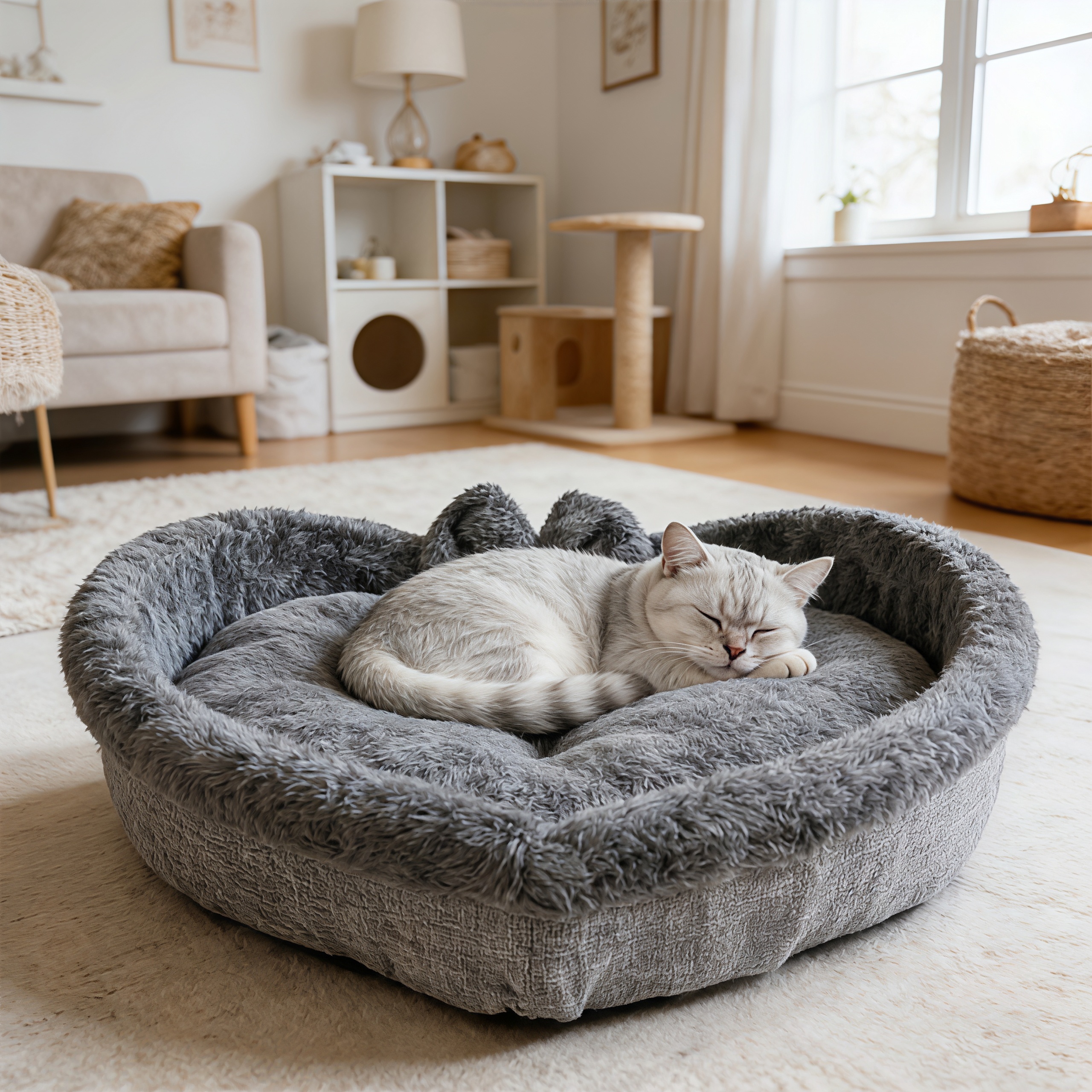 Heart Shaped Plush Cat Bed Warm Cozy Cat Nest