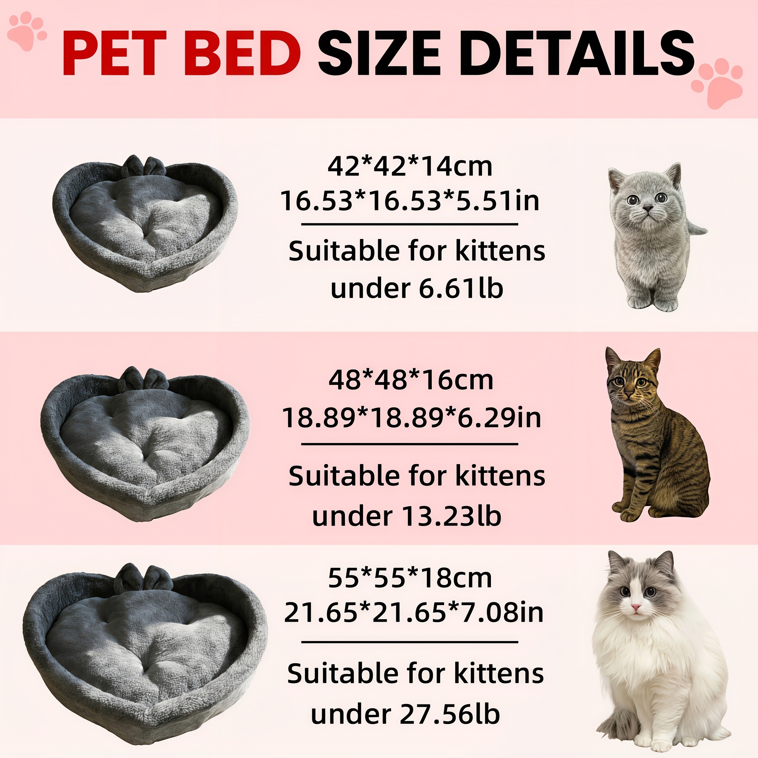 Heart Shaped Plush Cat Bed Warm Cozy Cat Nest