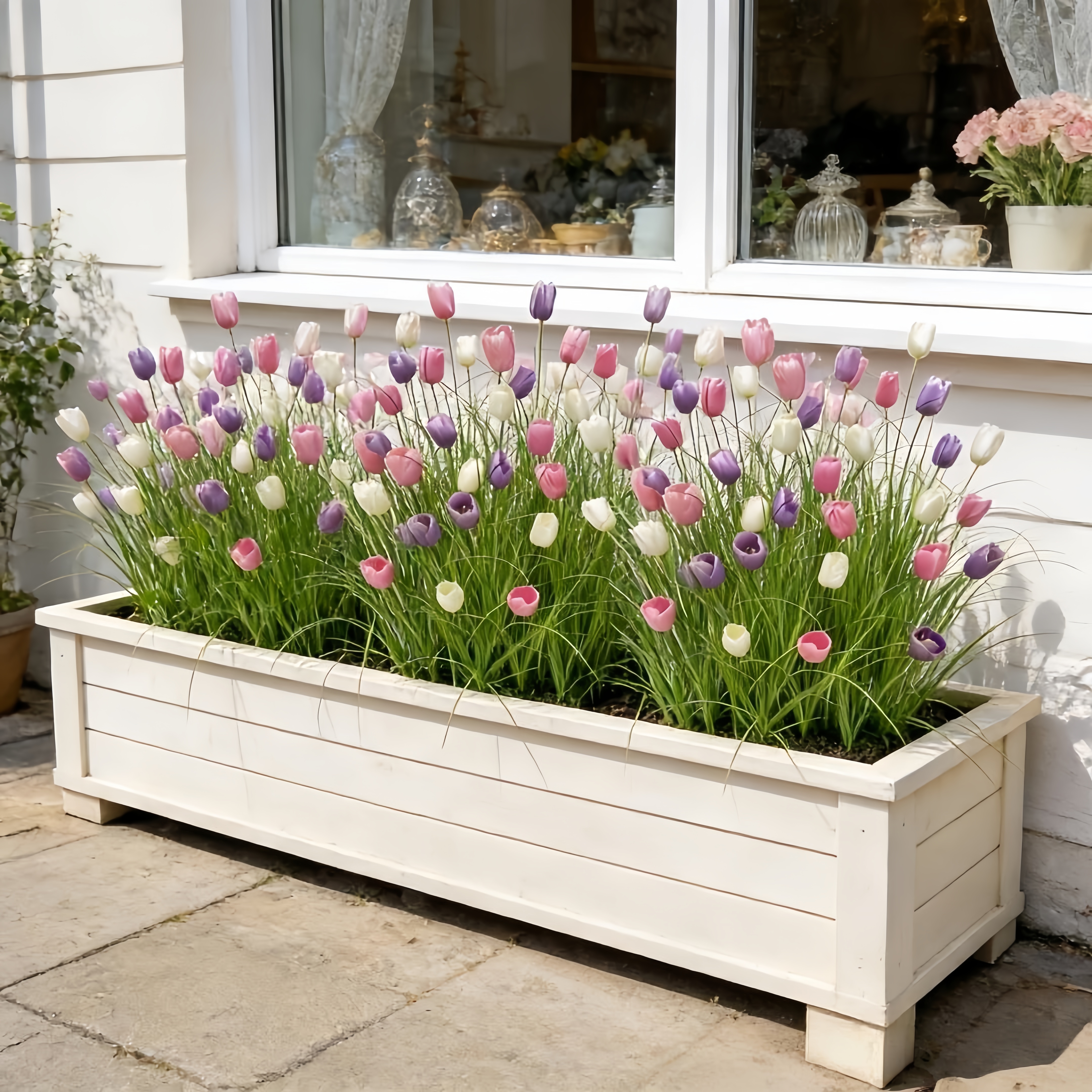 Decorative Artificial Tulip Bouquets with Pampas Grass