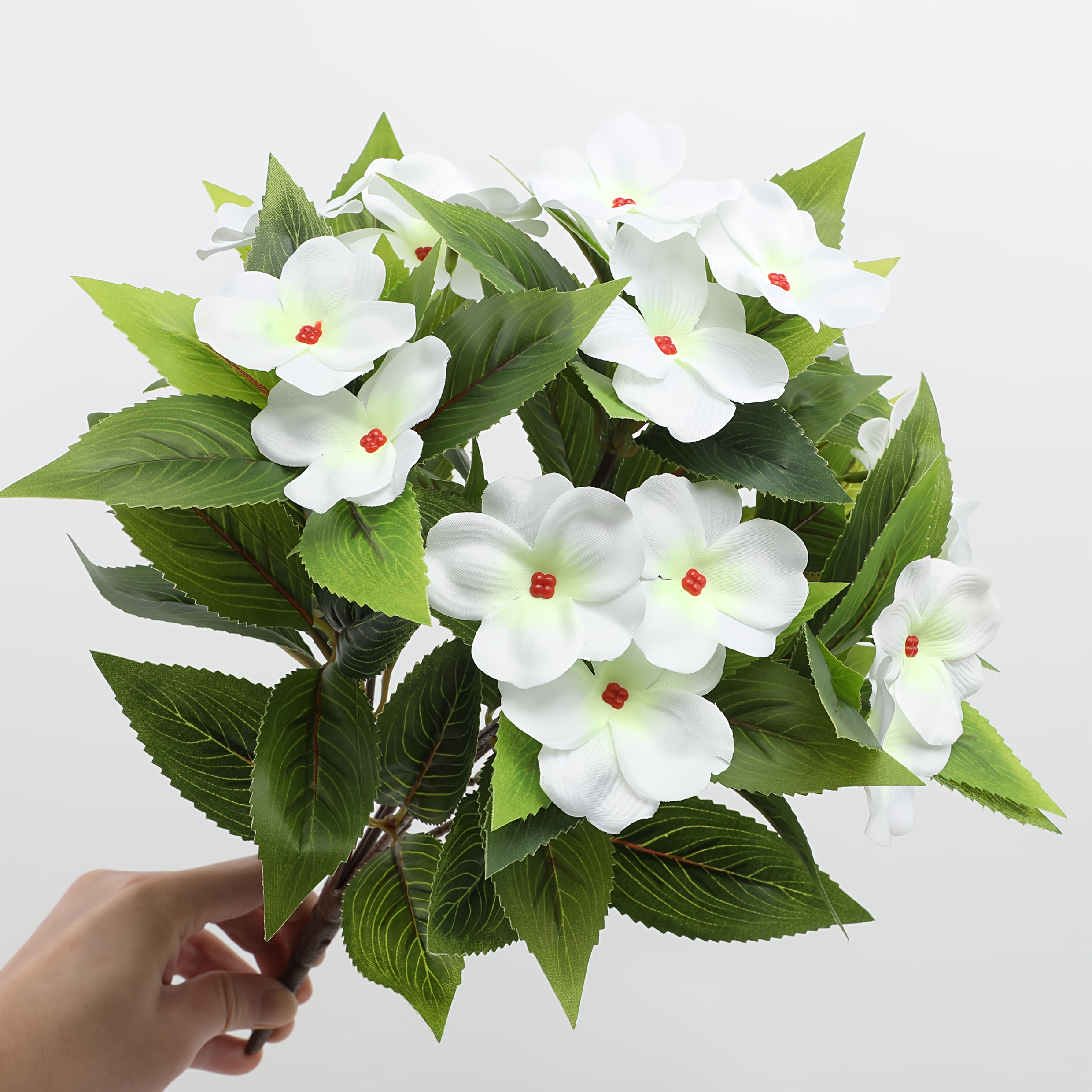 Impatiens Artificial Flowers Multi Color Faux Flower Planter Decor