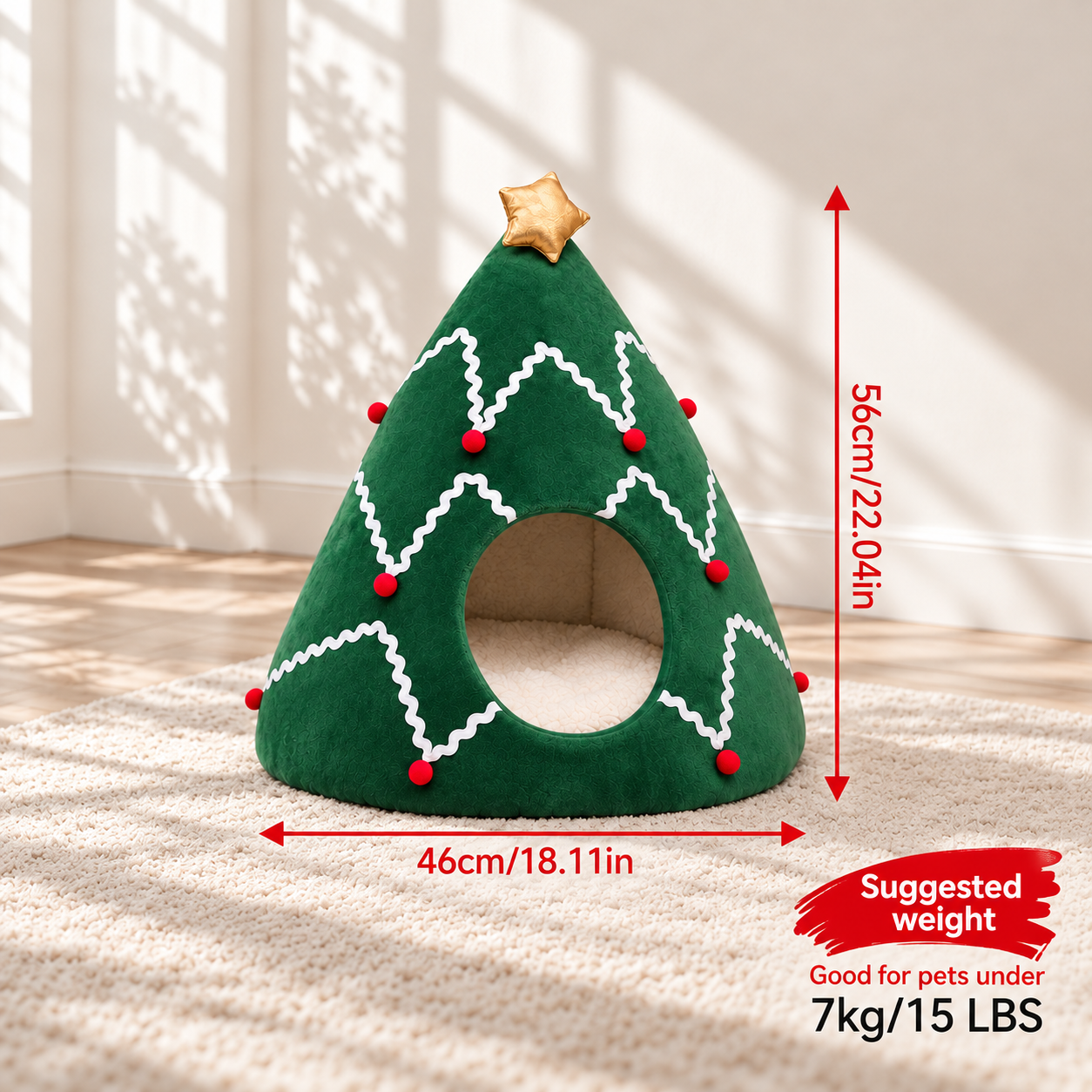 Cozy Christmas Pet Bed for Cats & Small Dogs