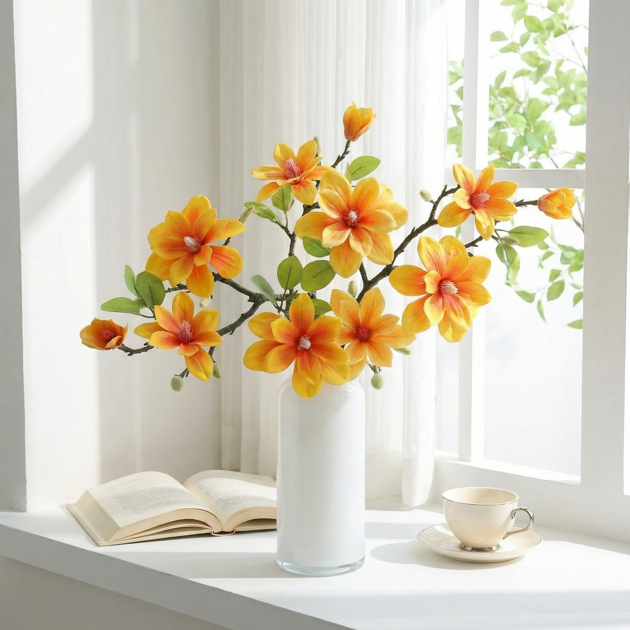Premium Artificial Magnolia Flower Branch