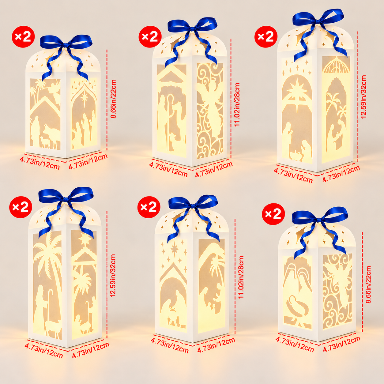 Light-Up Nativity Christmas Lanterns – 12-Piece Set