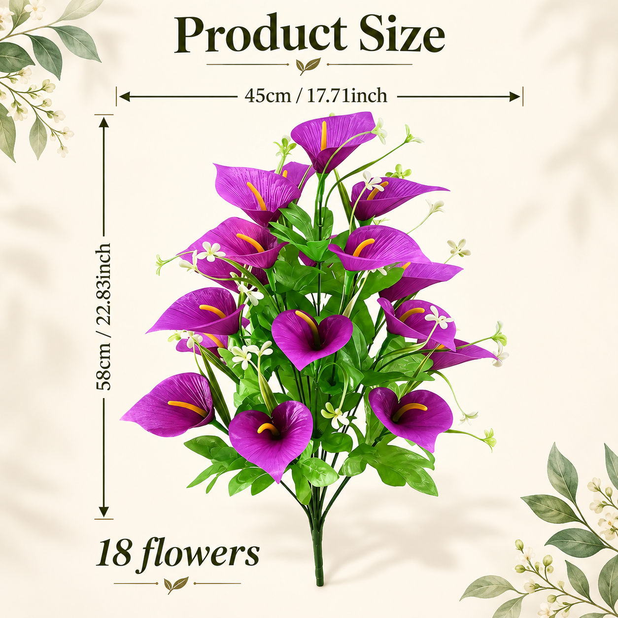 18-Head Calla Lily Artificial Bouquet Stem