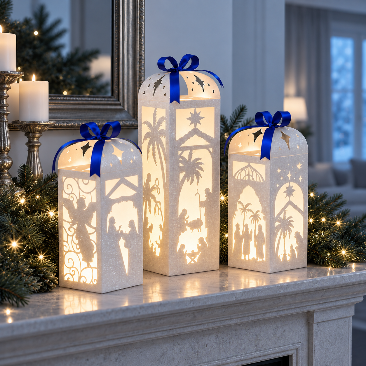 Light-Up Nativity Christmas Lanterns – 12-Piece Set