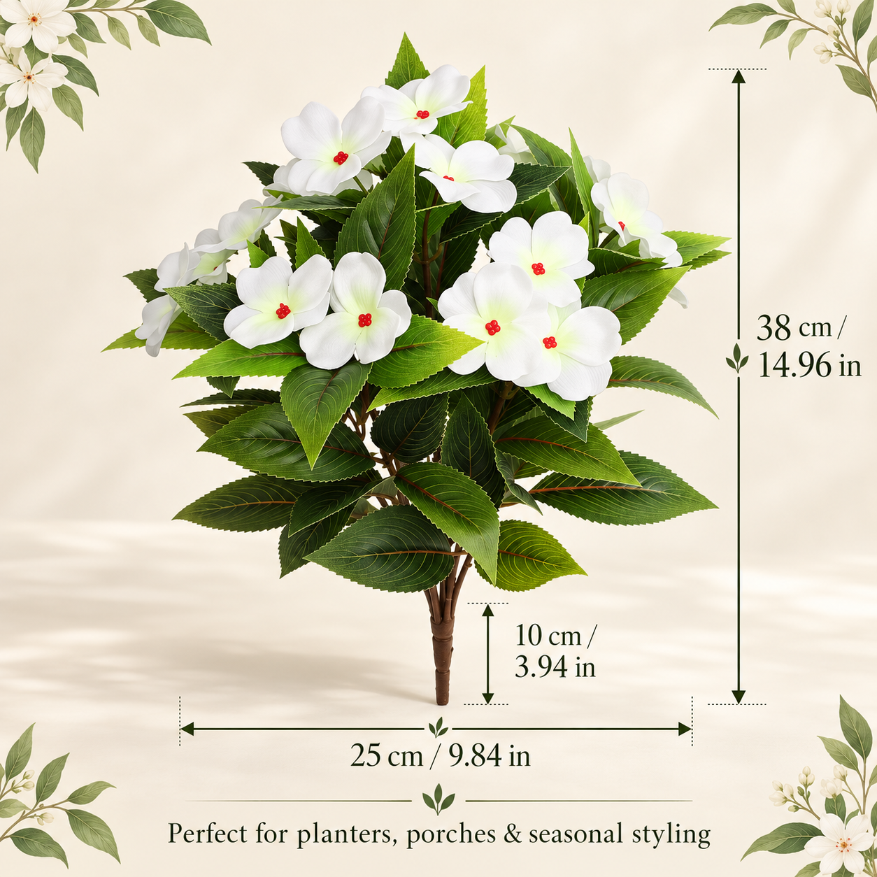 Impatiens Artificial Flowers Multi Color Faux Flower Planter Decor