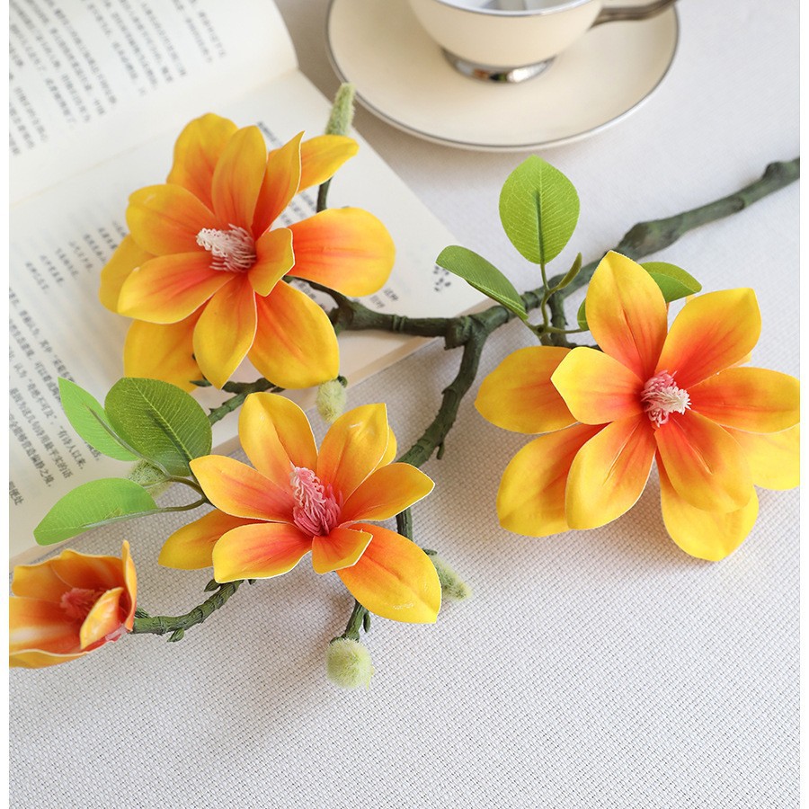 Premium Artificial Magnolia Flower Branch