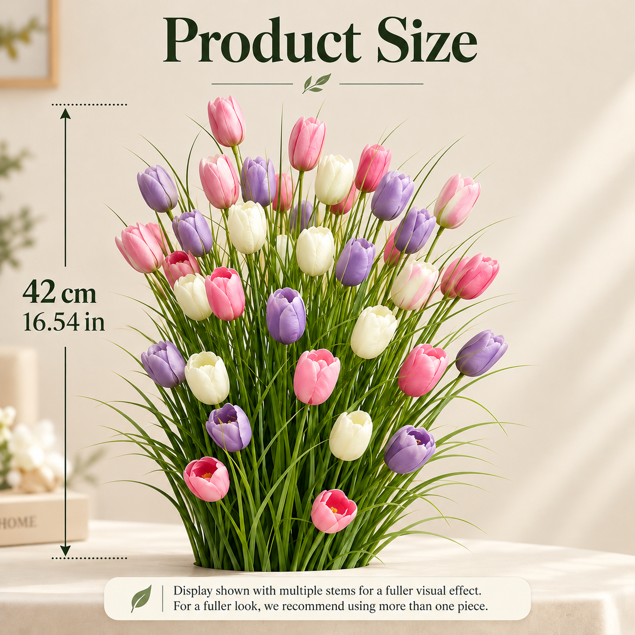 Decorative Artificial Tulip Bouquets with Pampas Grass