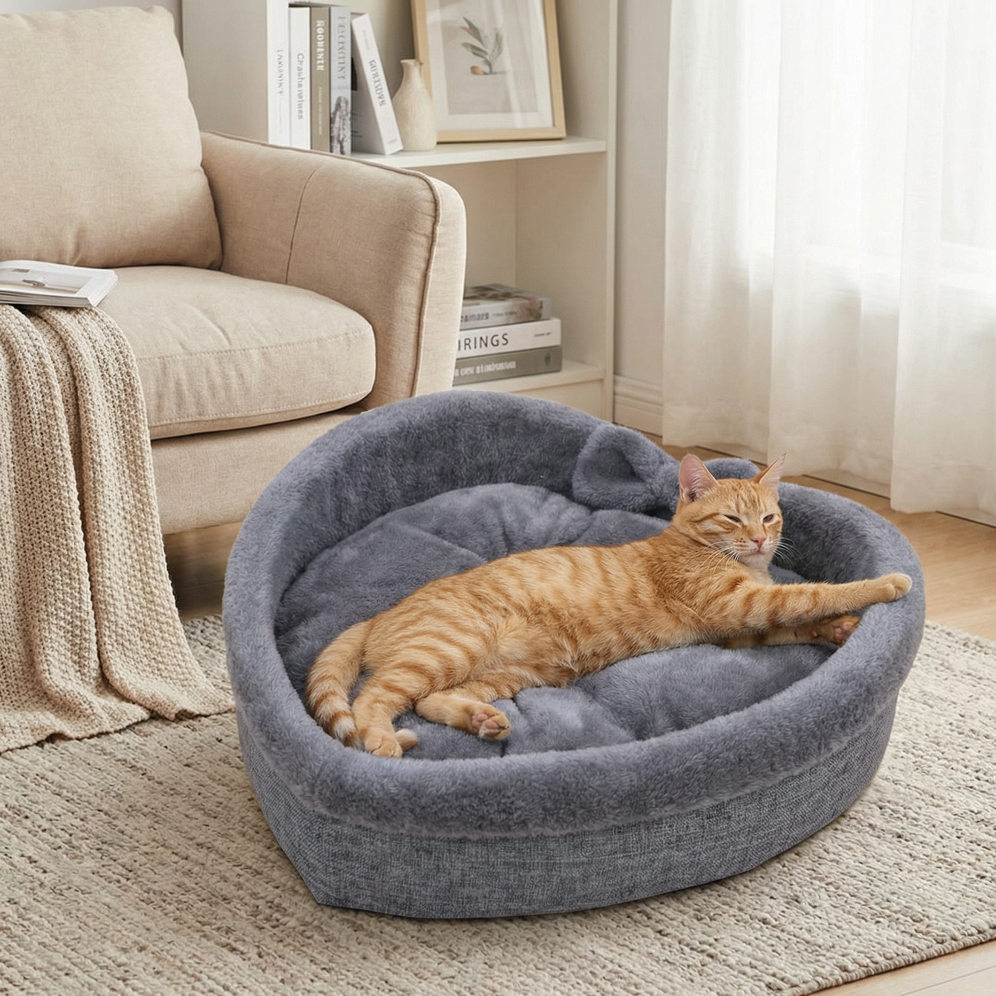 Heart Shaped Plush Cat Bed Warm Cozy Cat Nest