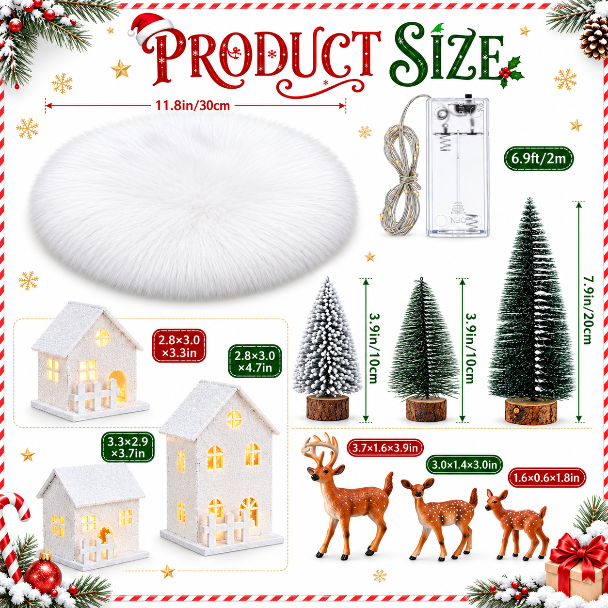 Light-Up Christmas Village with Snowy Houses & Deer