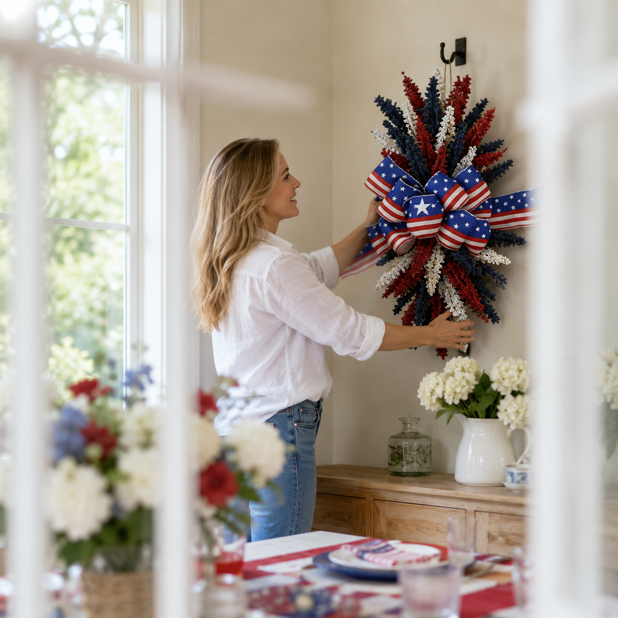 Stars & Stripes Patriotic Floral Wreath