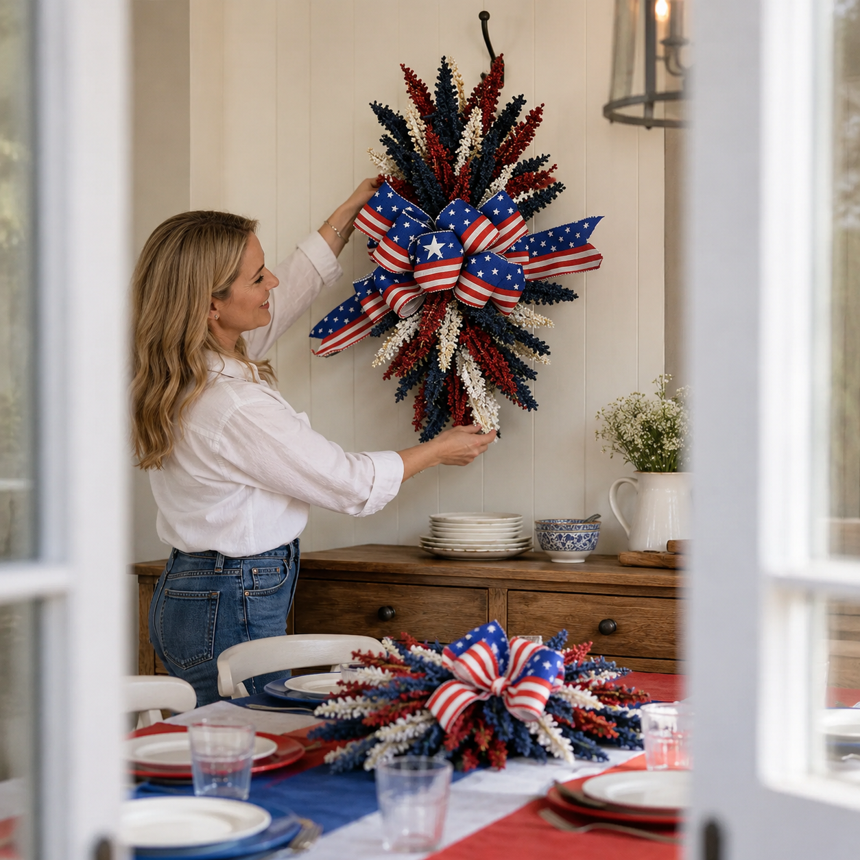 Stars & Stripes Patriotic Floral Wreath