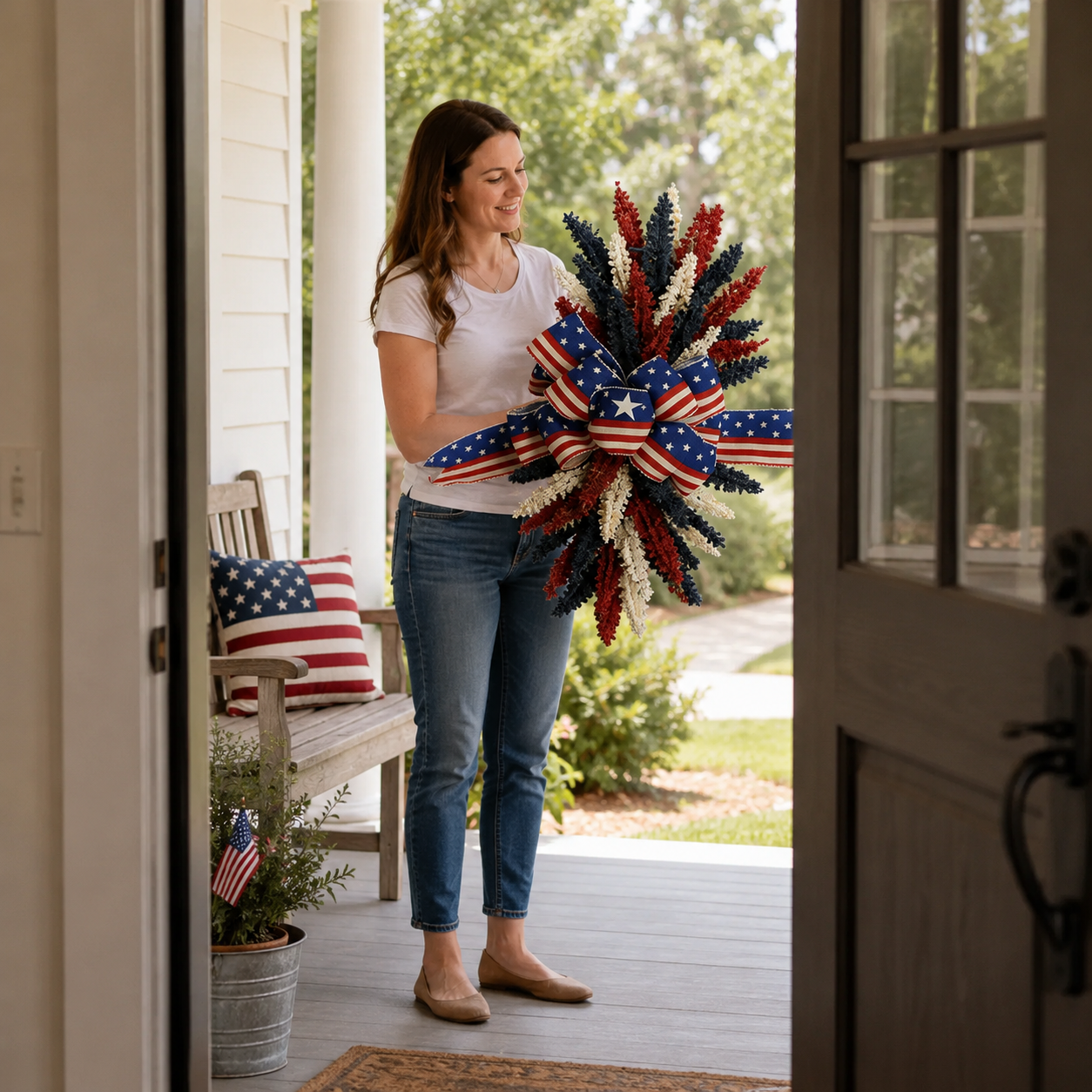 Stars & Stripes Patriotic Floral Wreath