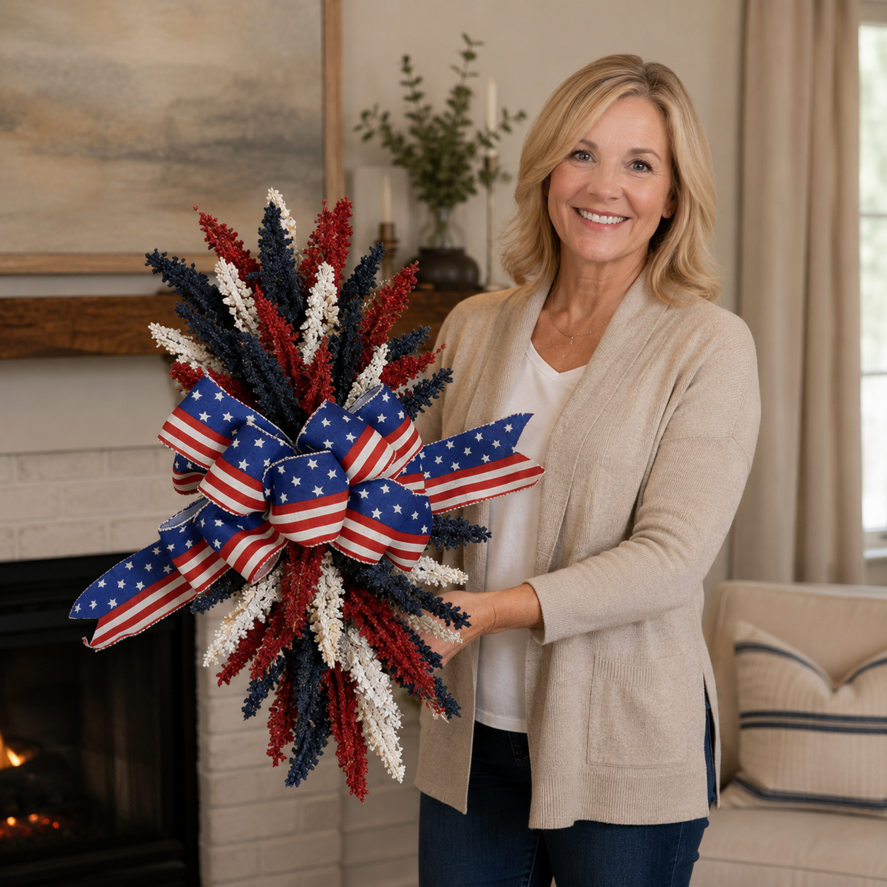 Stars & Stripes Patriotic Floral Wreath
