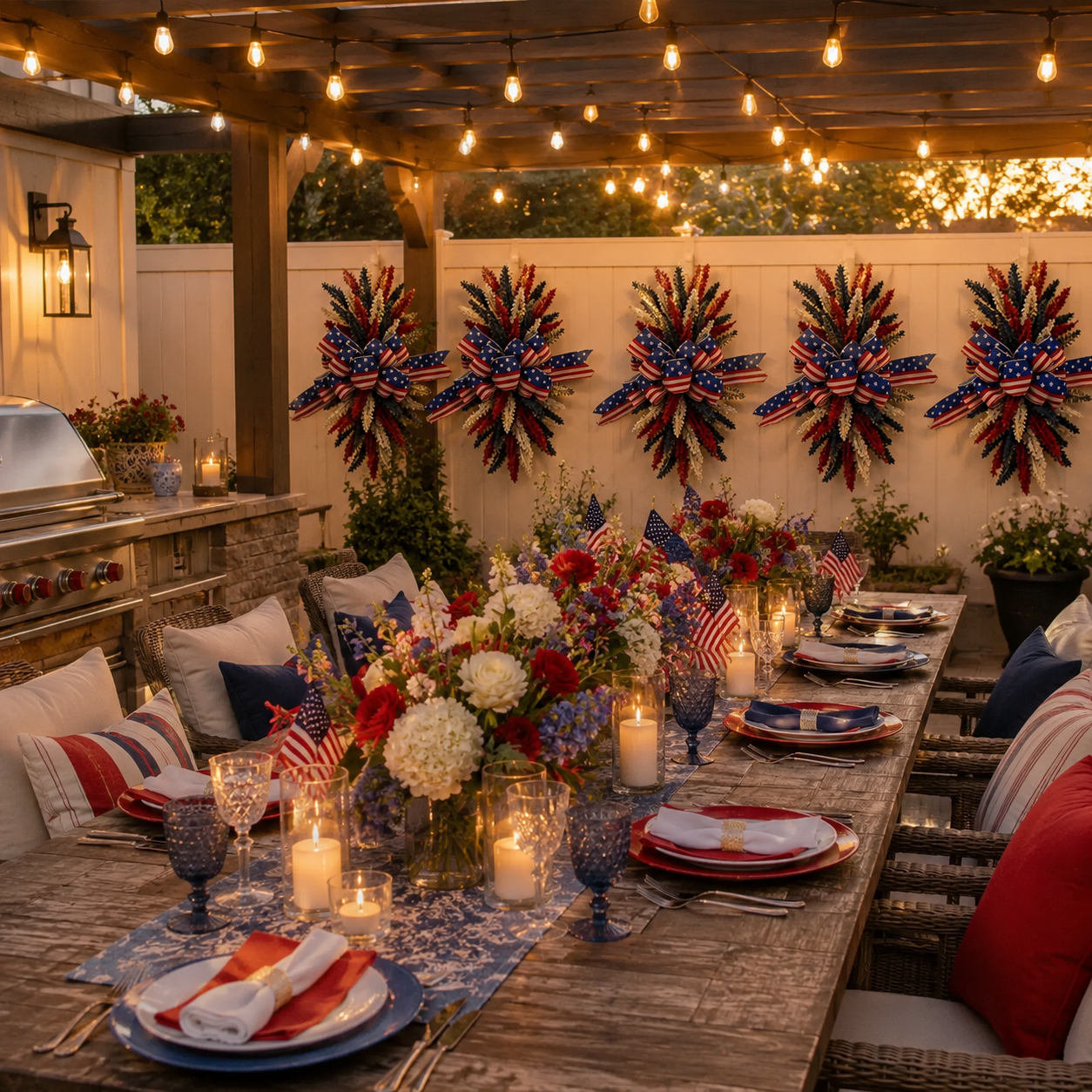 Stars & Stripes Patriotic Floral Wreath