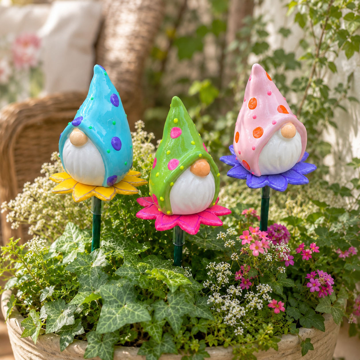 Blooming Gnome Garden Stakes