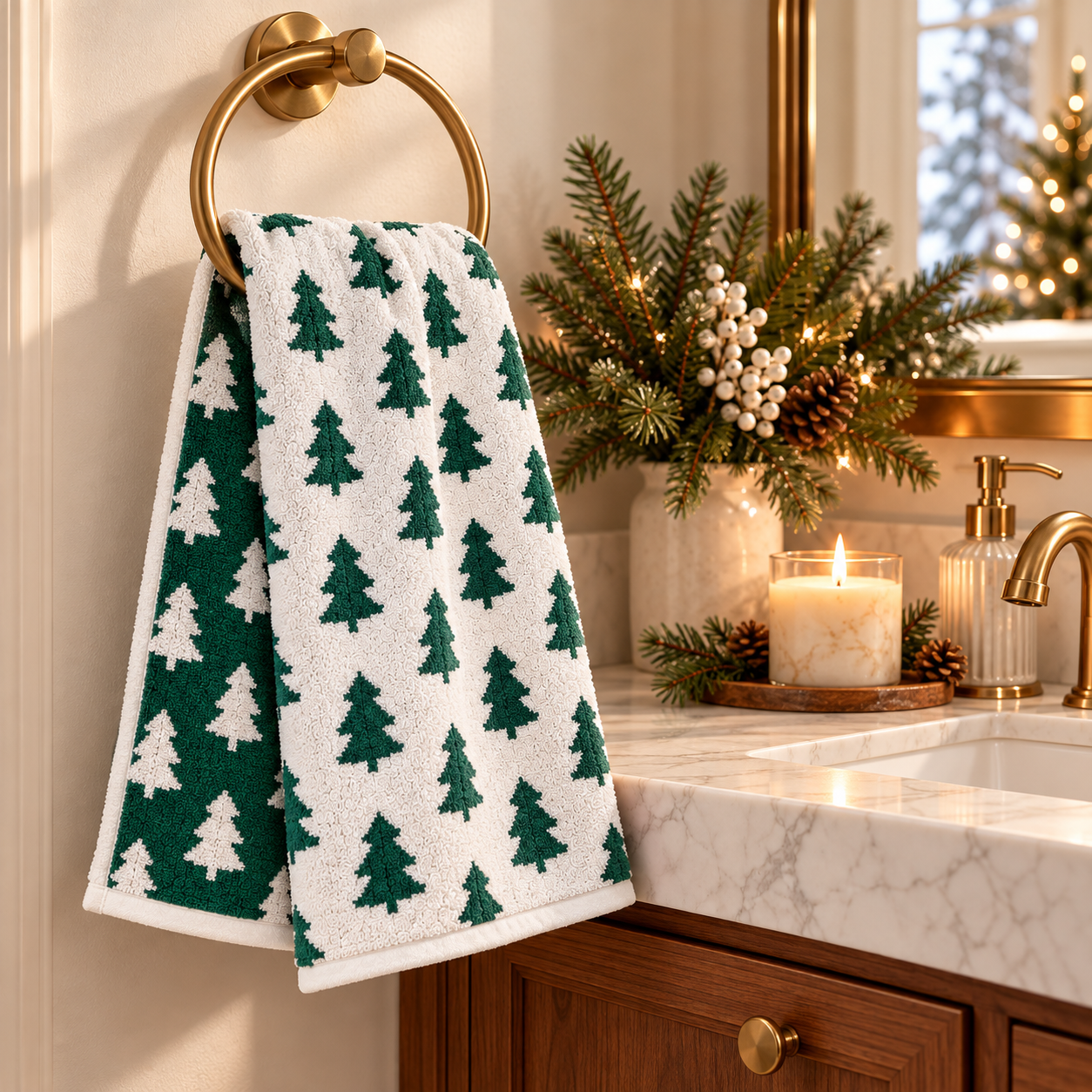 Holiday Pine Tree Bath & Kitchen Hand Towel